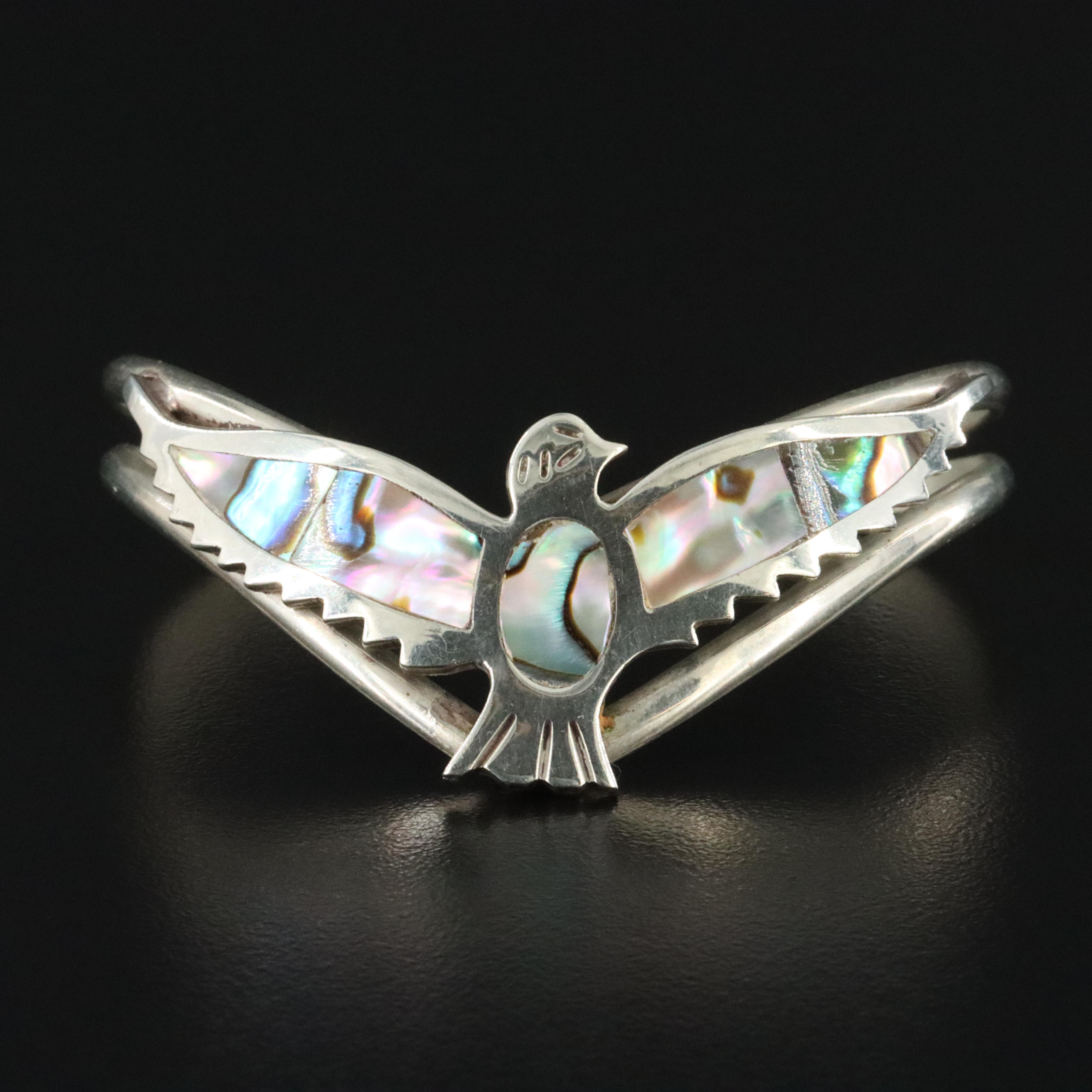 Abalone Inlay Bird Cuff Bracelet