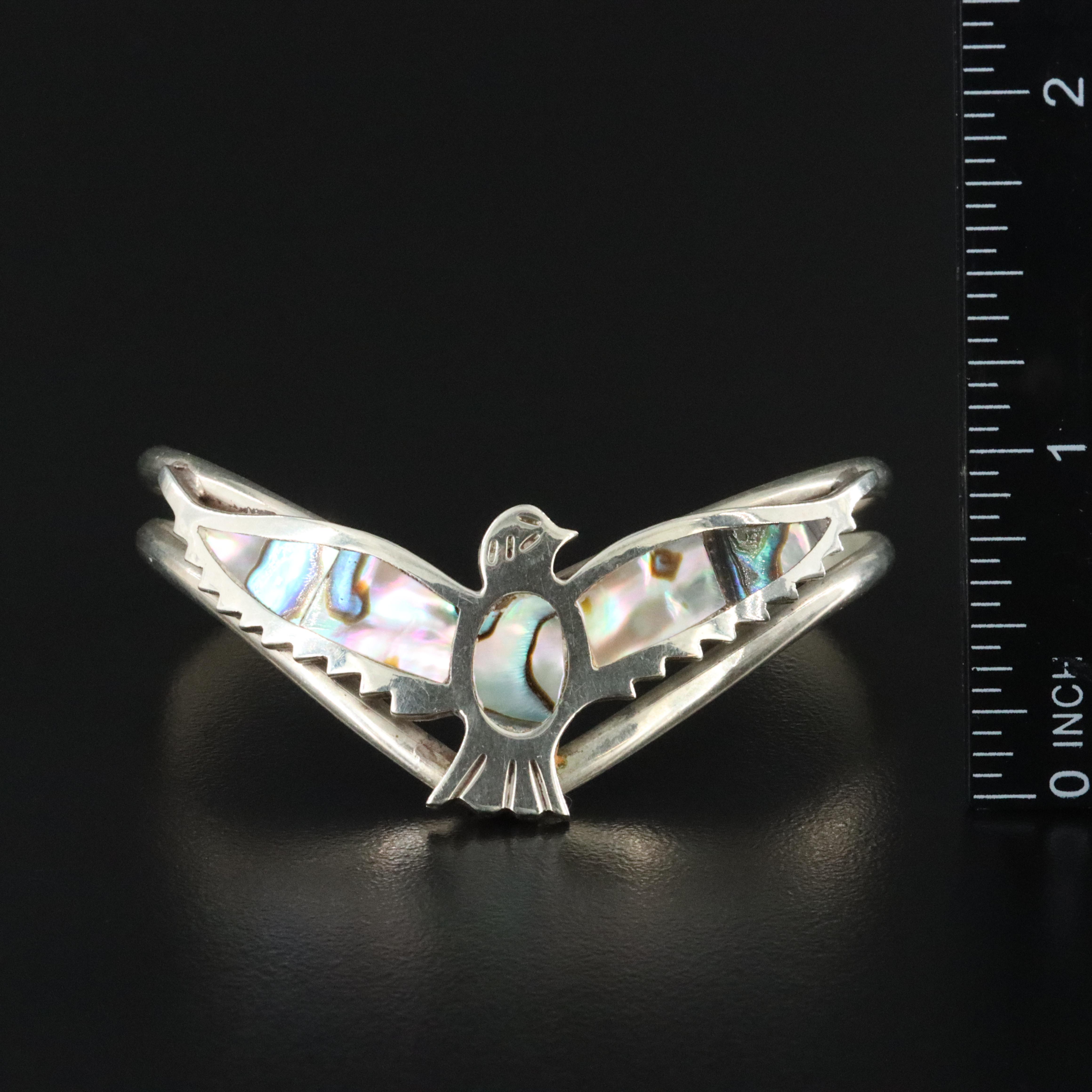 Abalone Inlay Bird Cuff Bracelet