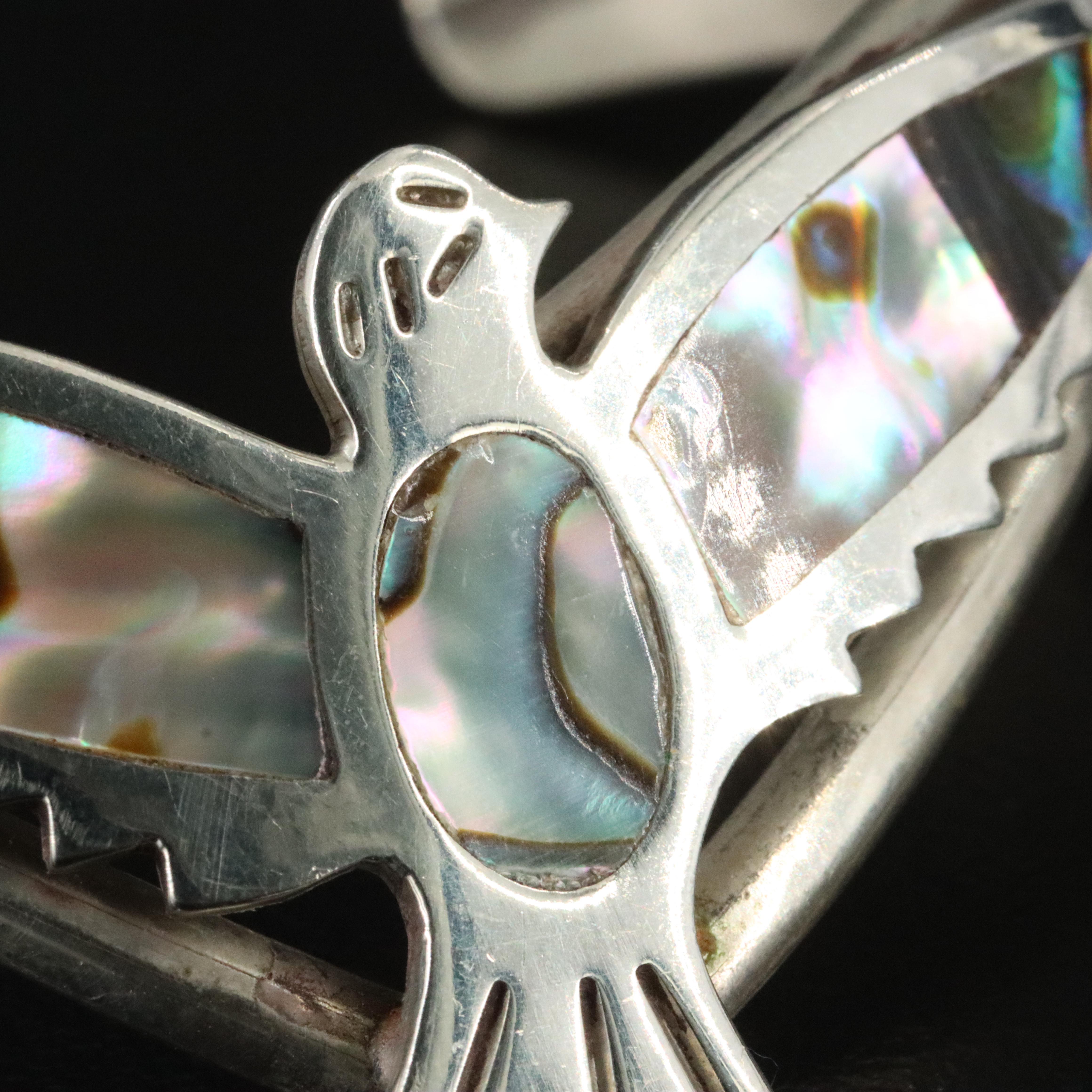 Abalone Inlay Bird Cuff Bracelet