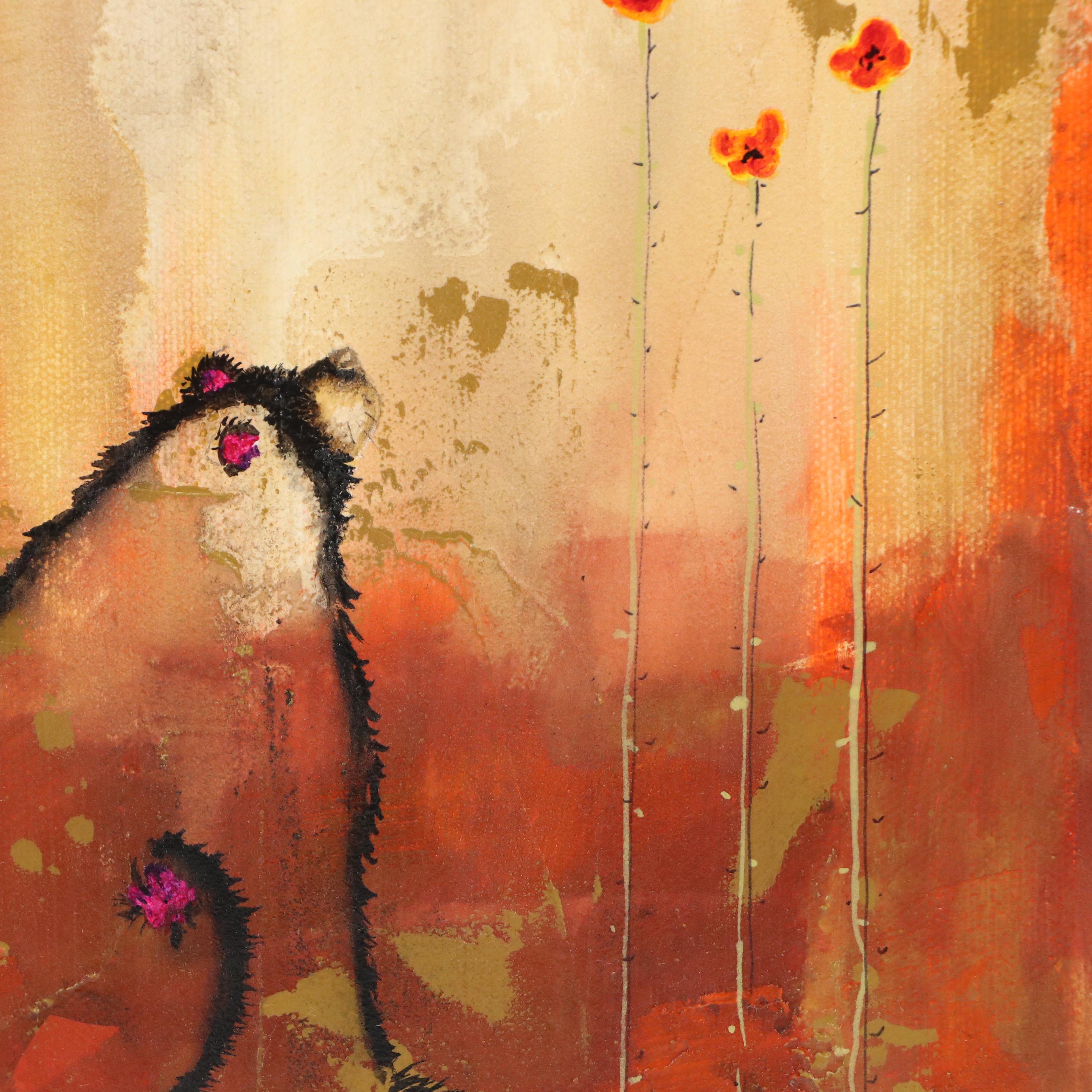 Stylized Acrylic Painting of a Bear "Parkshot," 21st Century