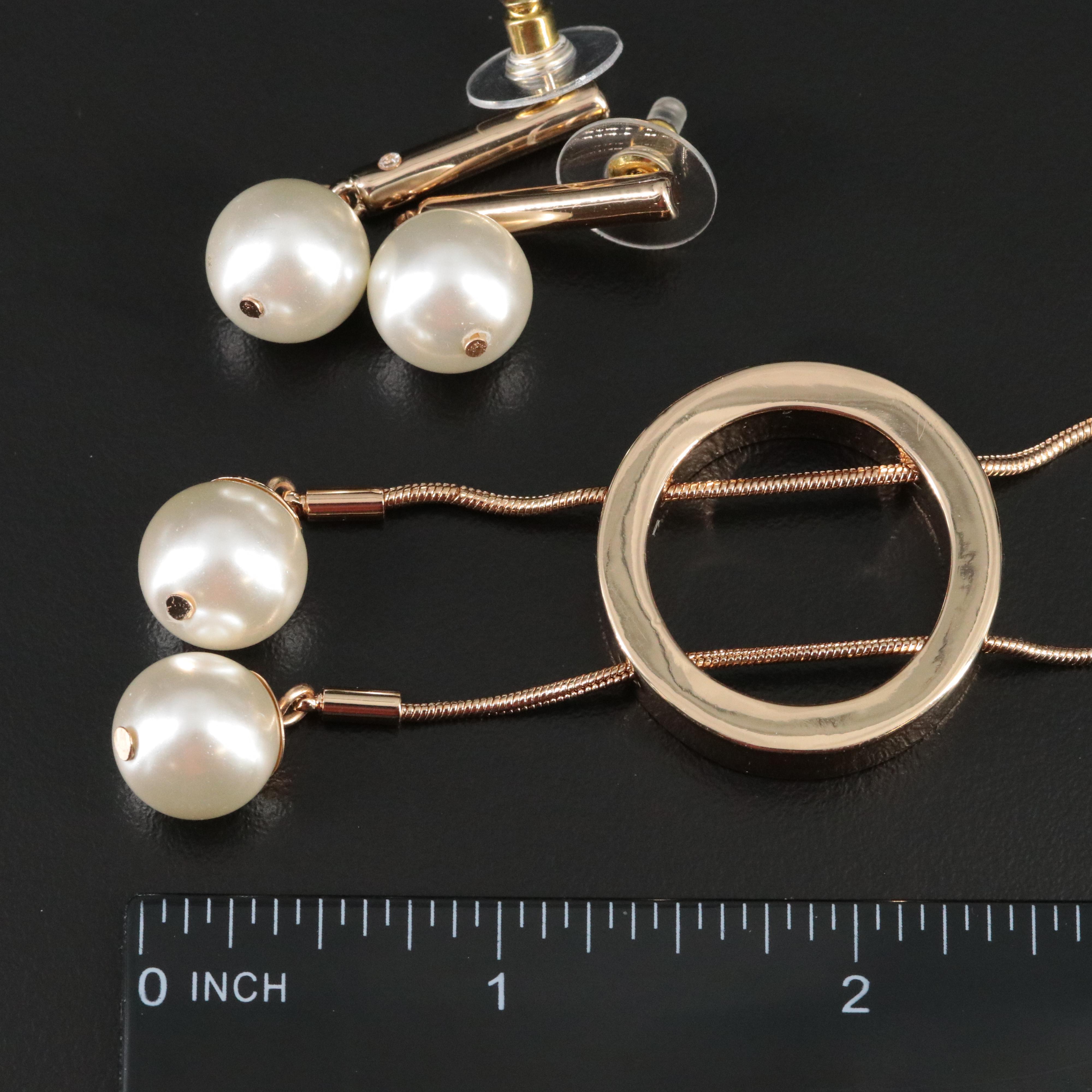 ALFANI Faux Pearl Convertible Necklace and Drop Earring Set