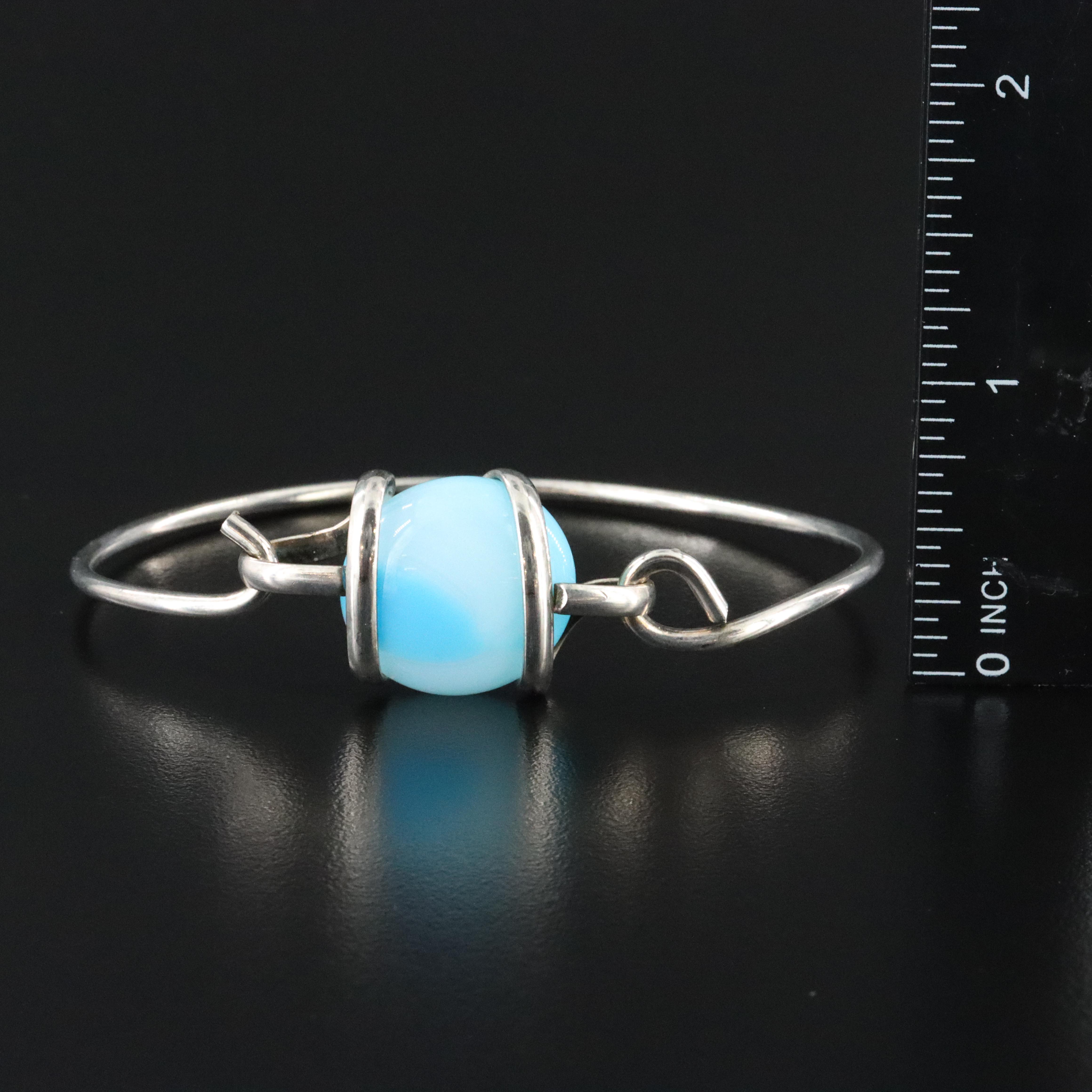 Bangle Bracelet with Glass