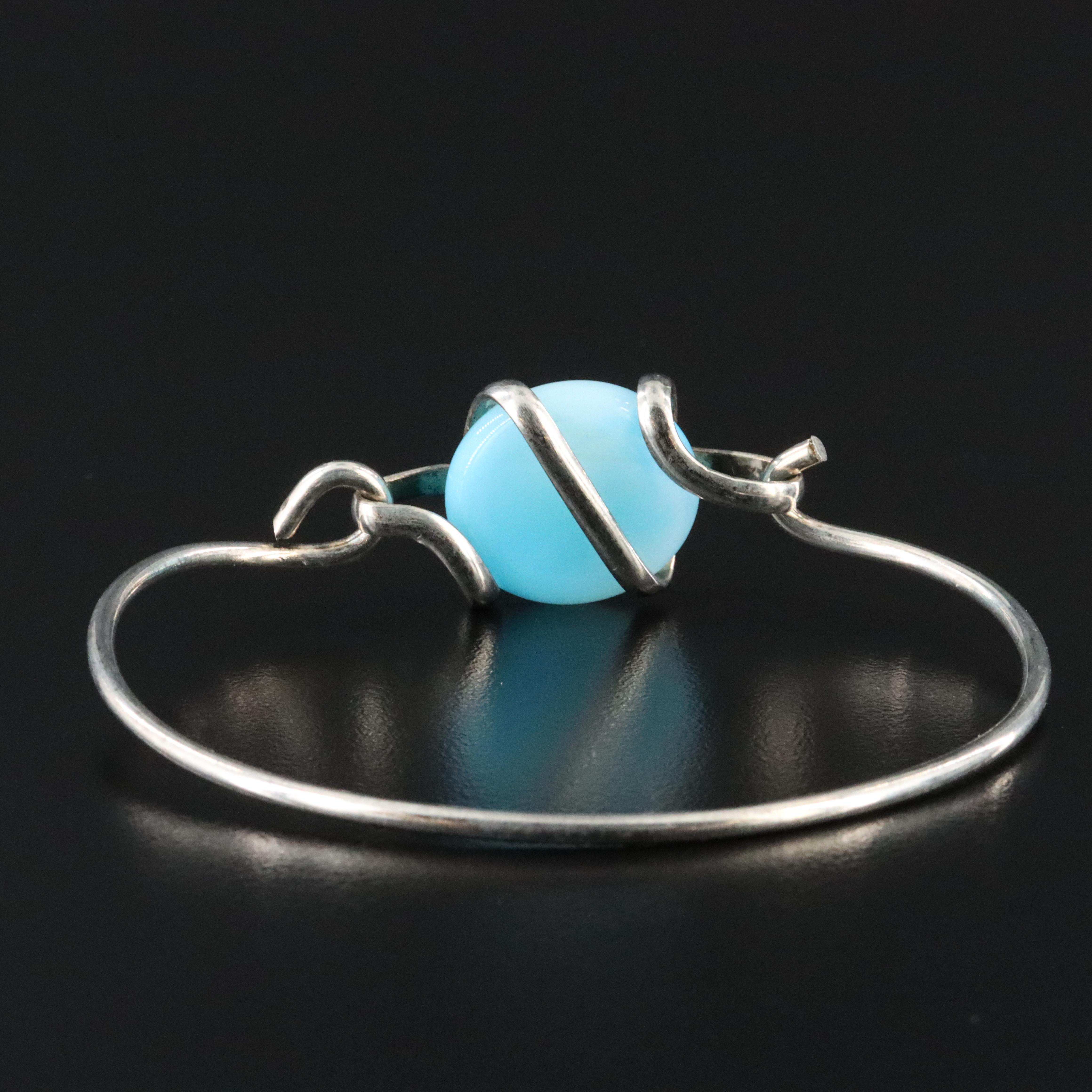 Bangle Bracelet with Glass