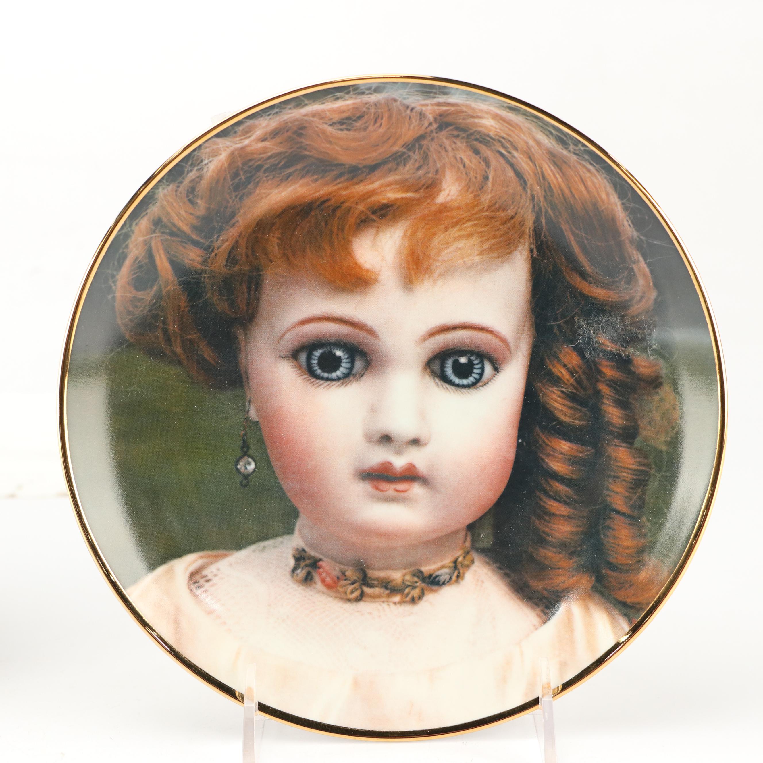 Porcelain Collector Plates with Framed Ribbon Art