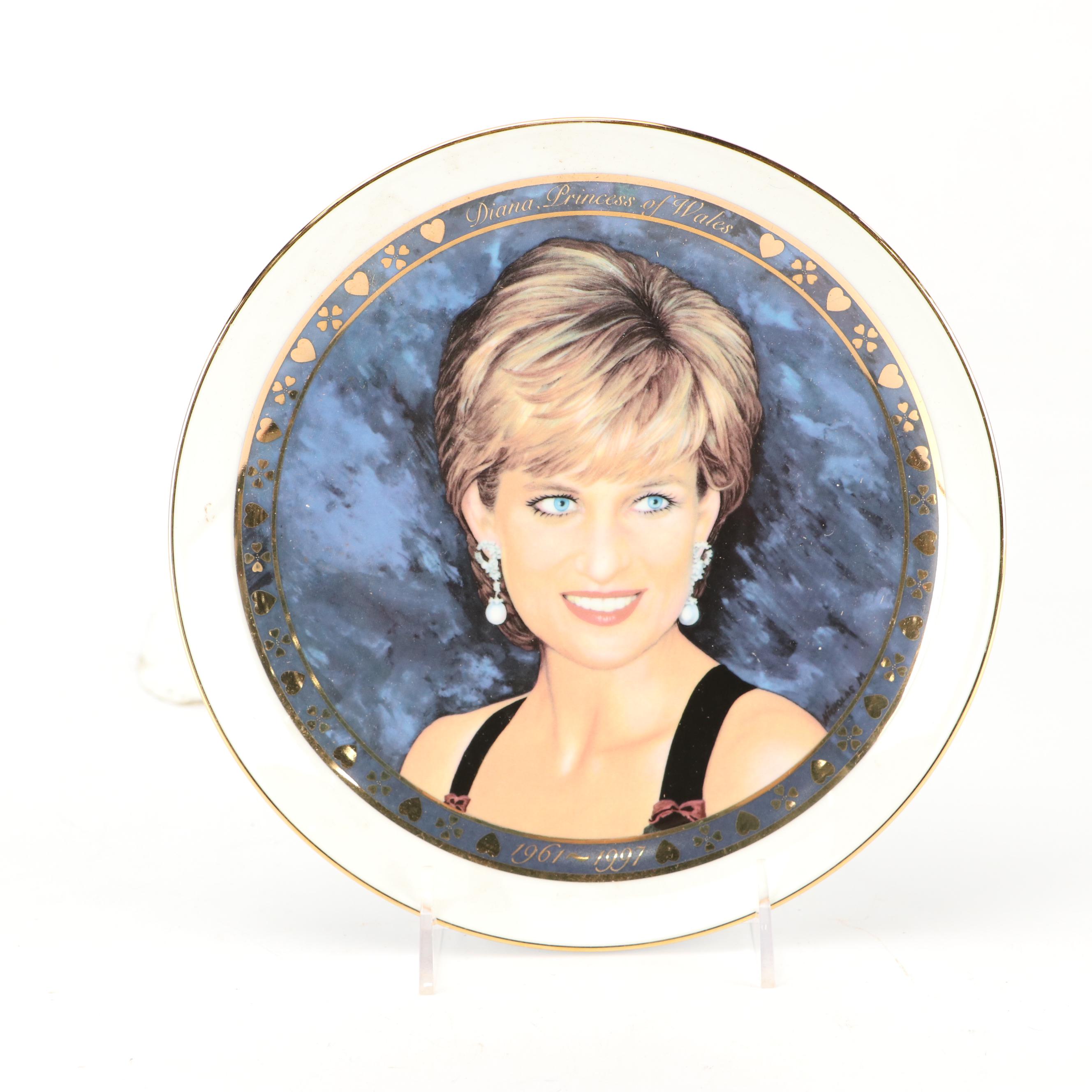 Porcelain Collector Plates with Framed Ribbon Art