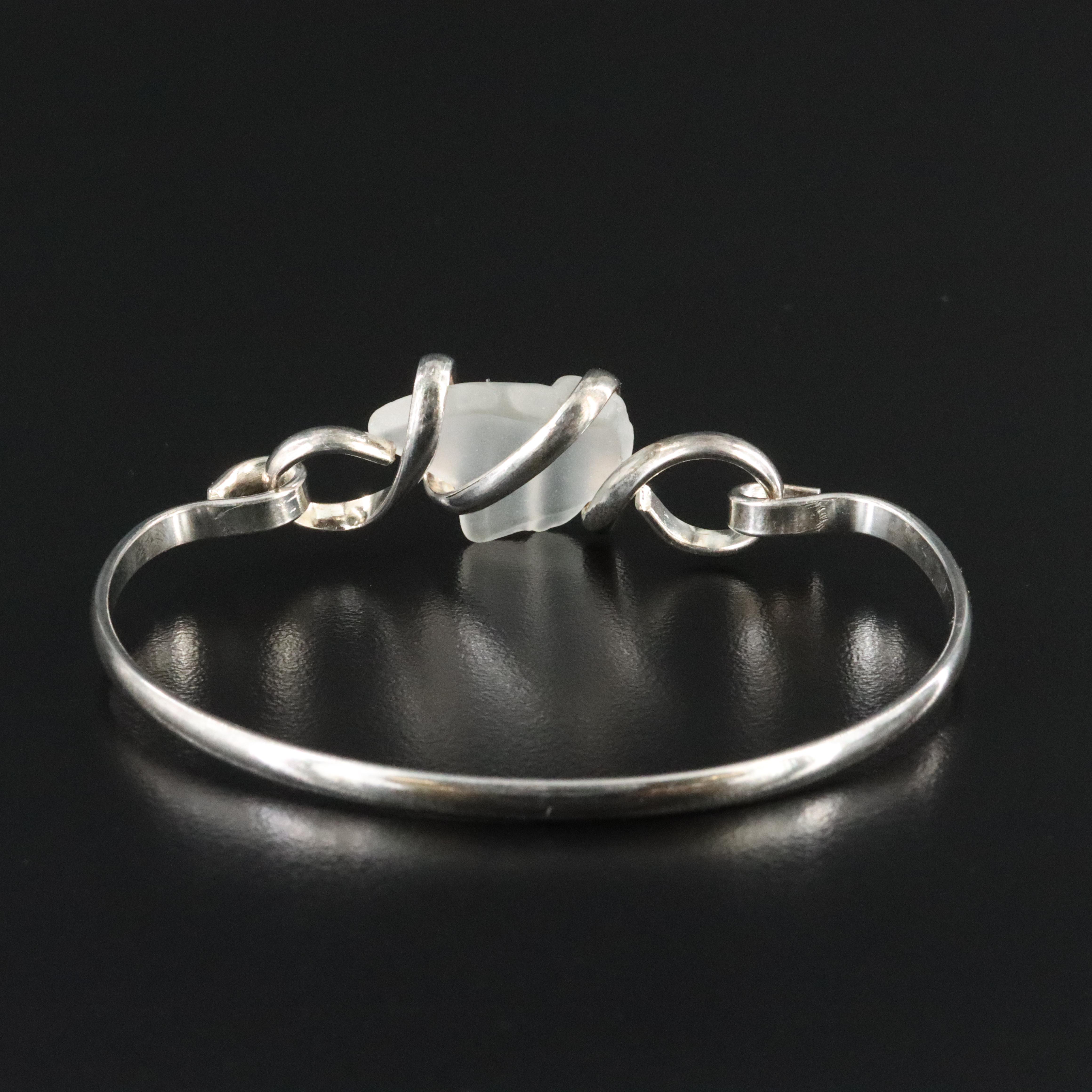 Bangle Bracelet with Frosted Glass