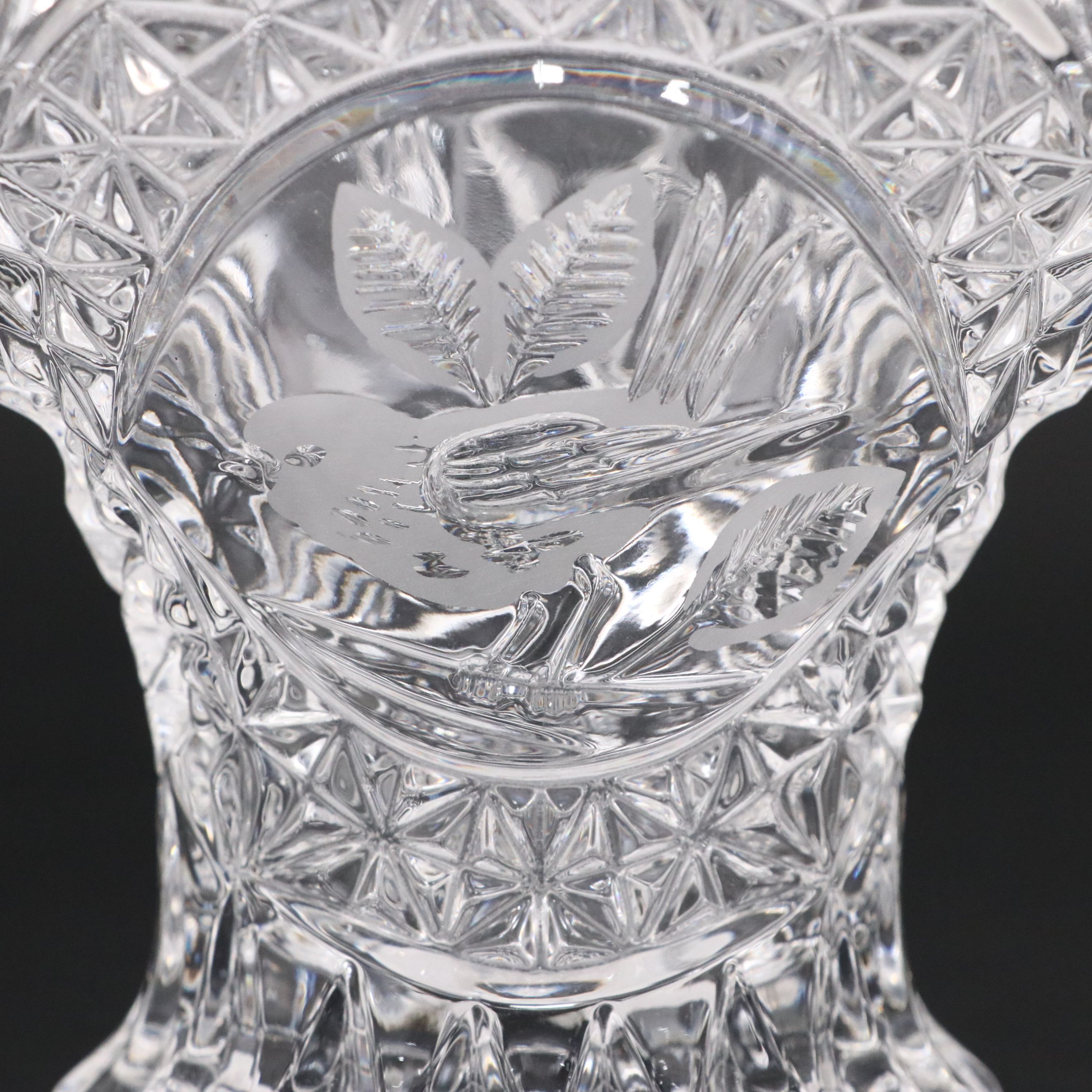 Duncan & Miller with Hofbauer Glass Cut and Etched Footed Baskets