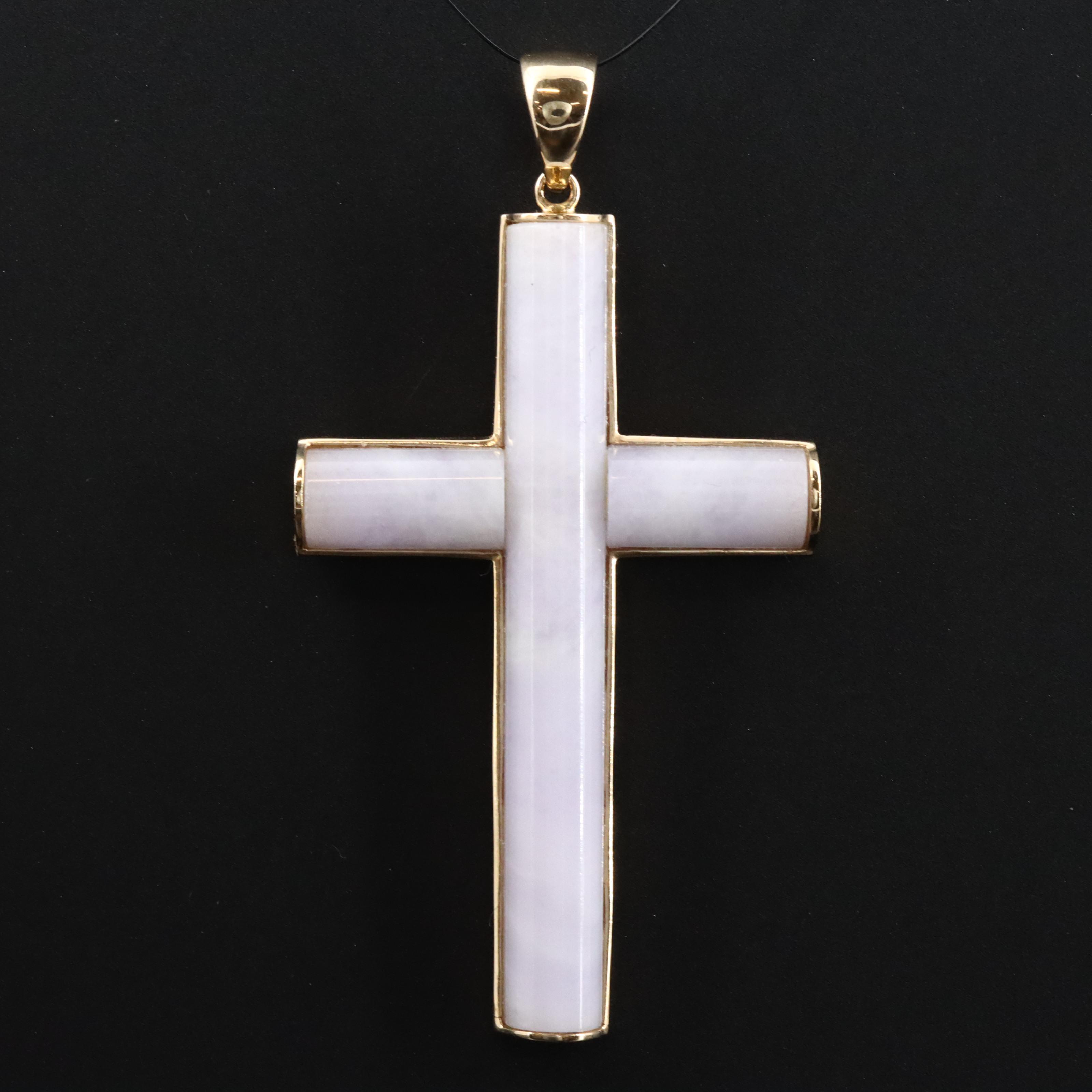14K Jadeite Cross Pendant