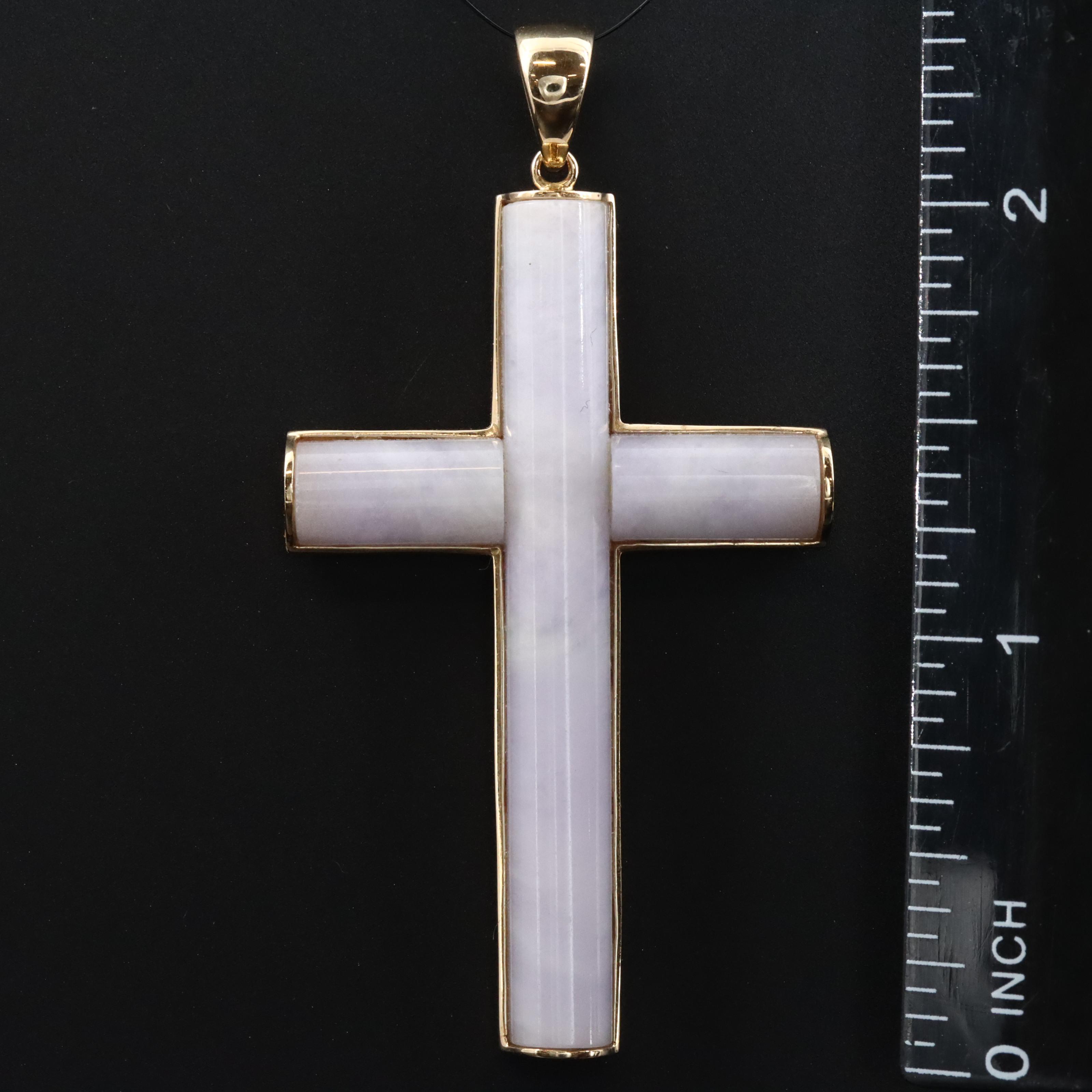 14K Jadeite Cross Pendant