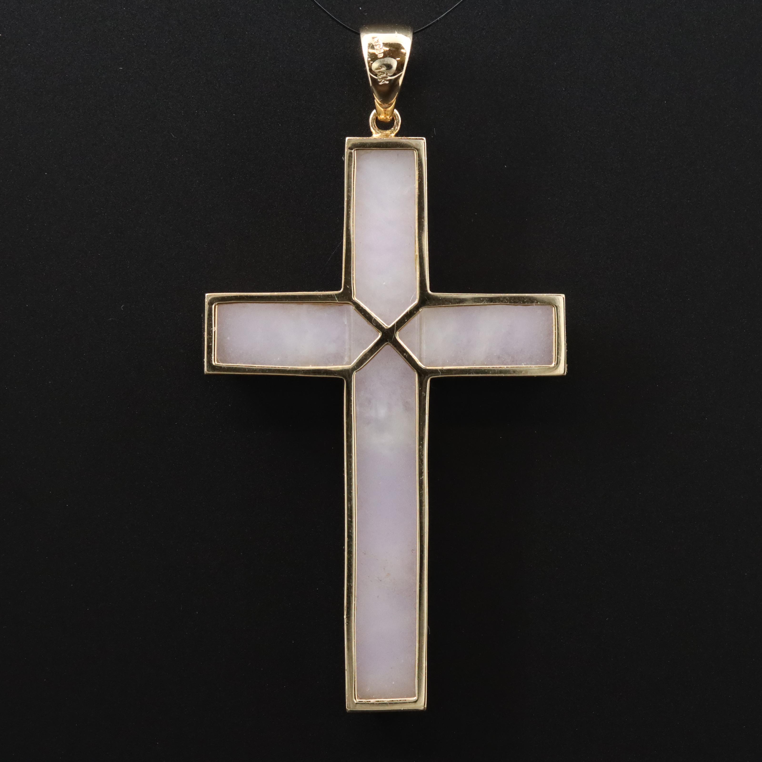 14K Jadeite Cross Pendant