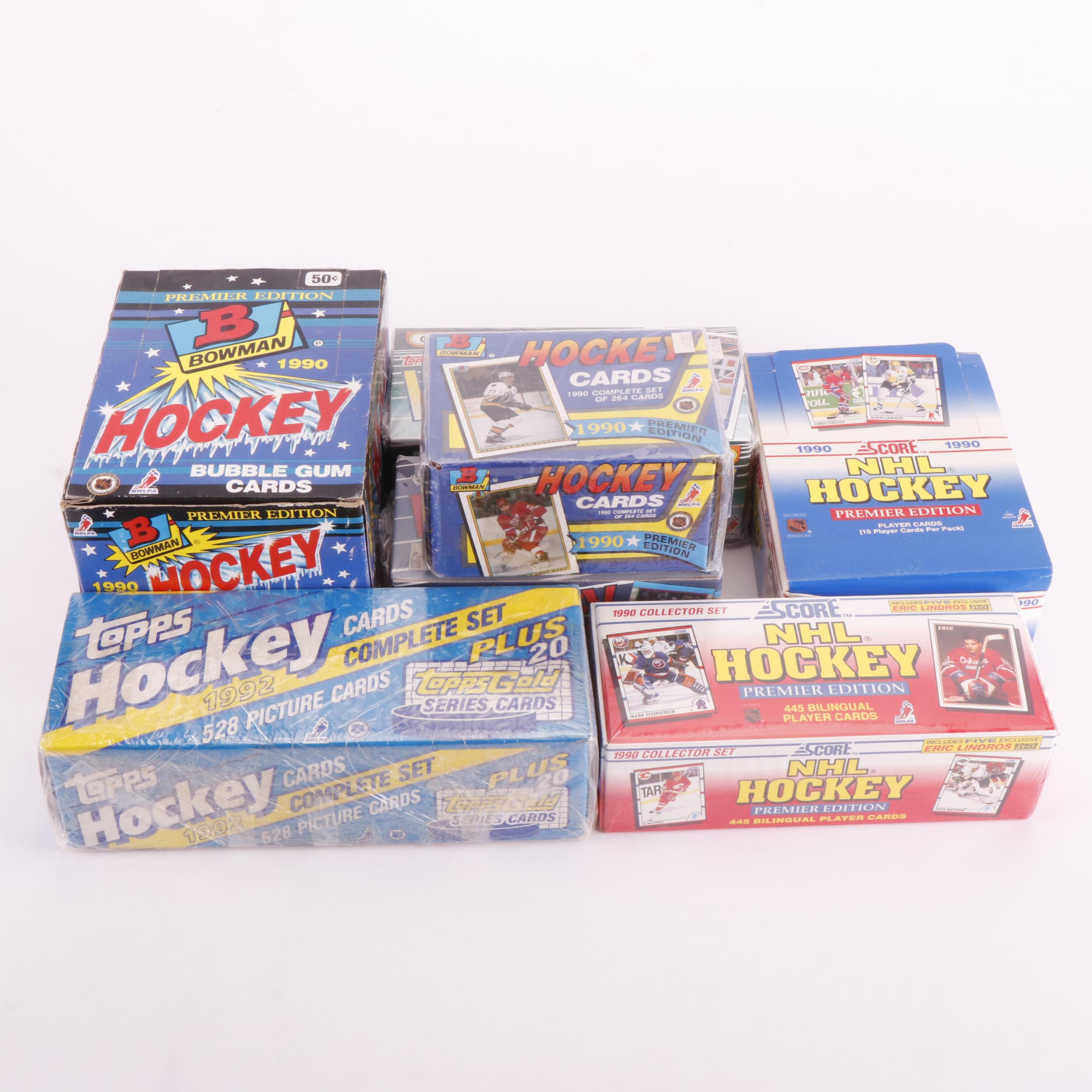 Bowman, Topps, with Other Sealed Hockey Card Sets and Wax Packs, 1990s