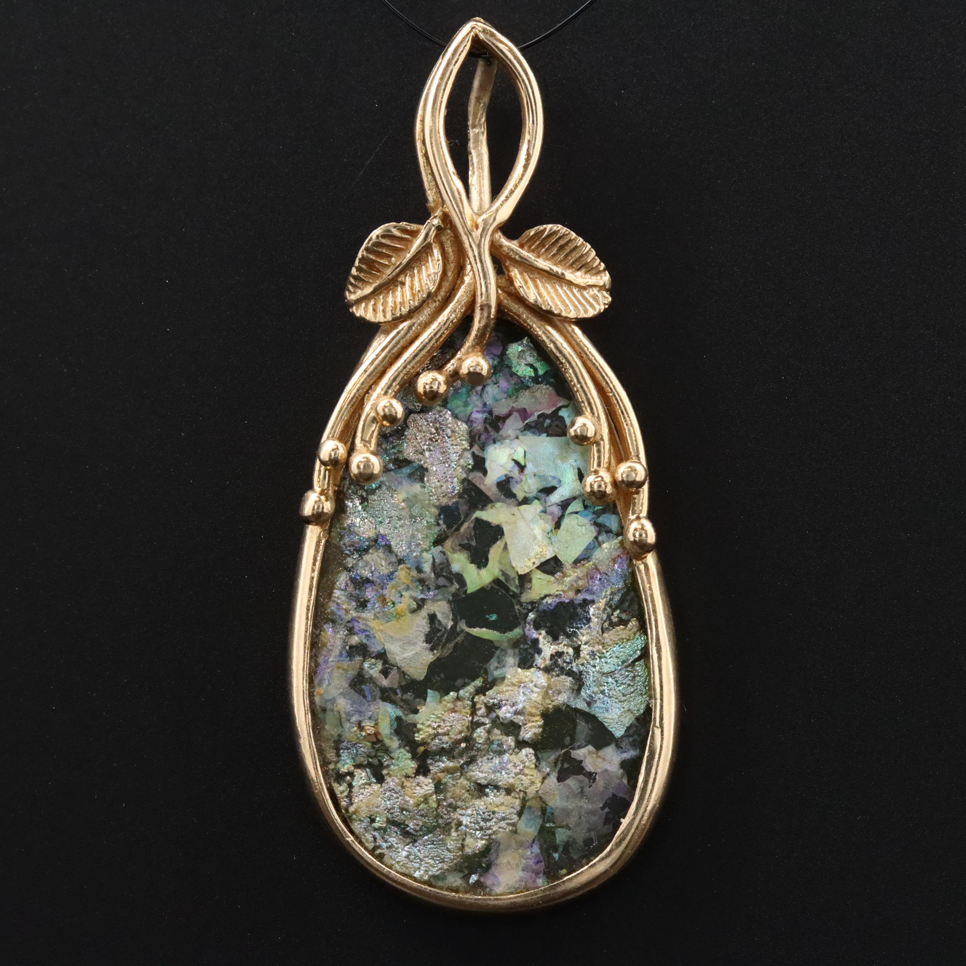 14K Roman Glass Pendant
