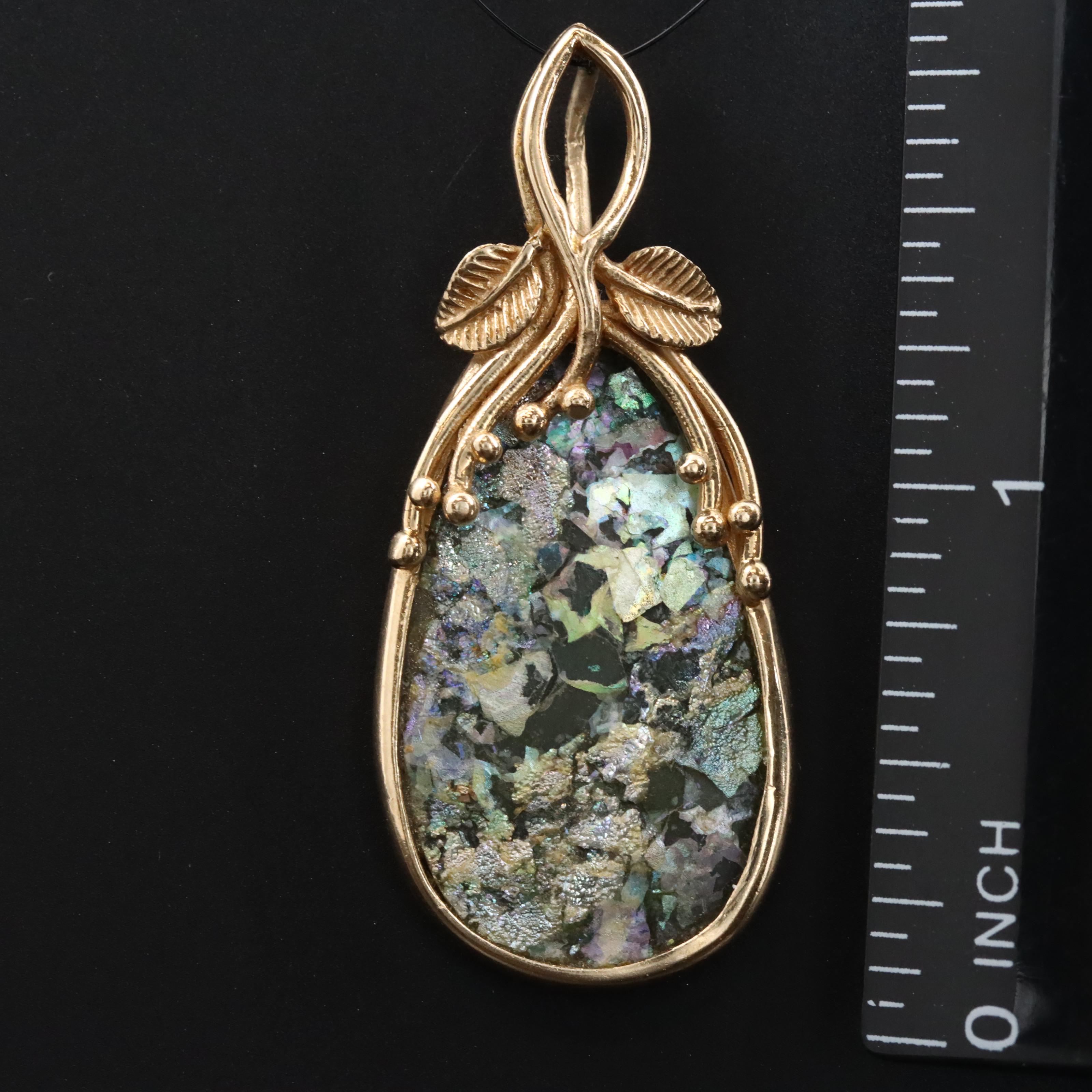 14K Roman Glass Pendant