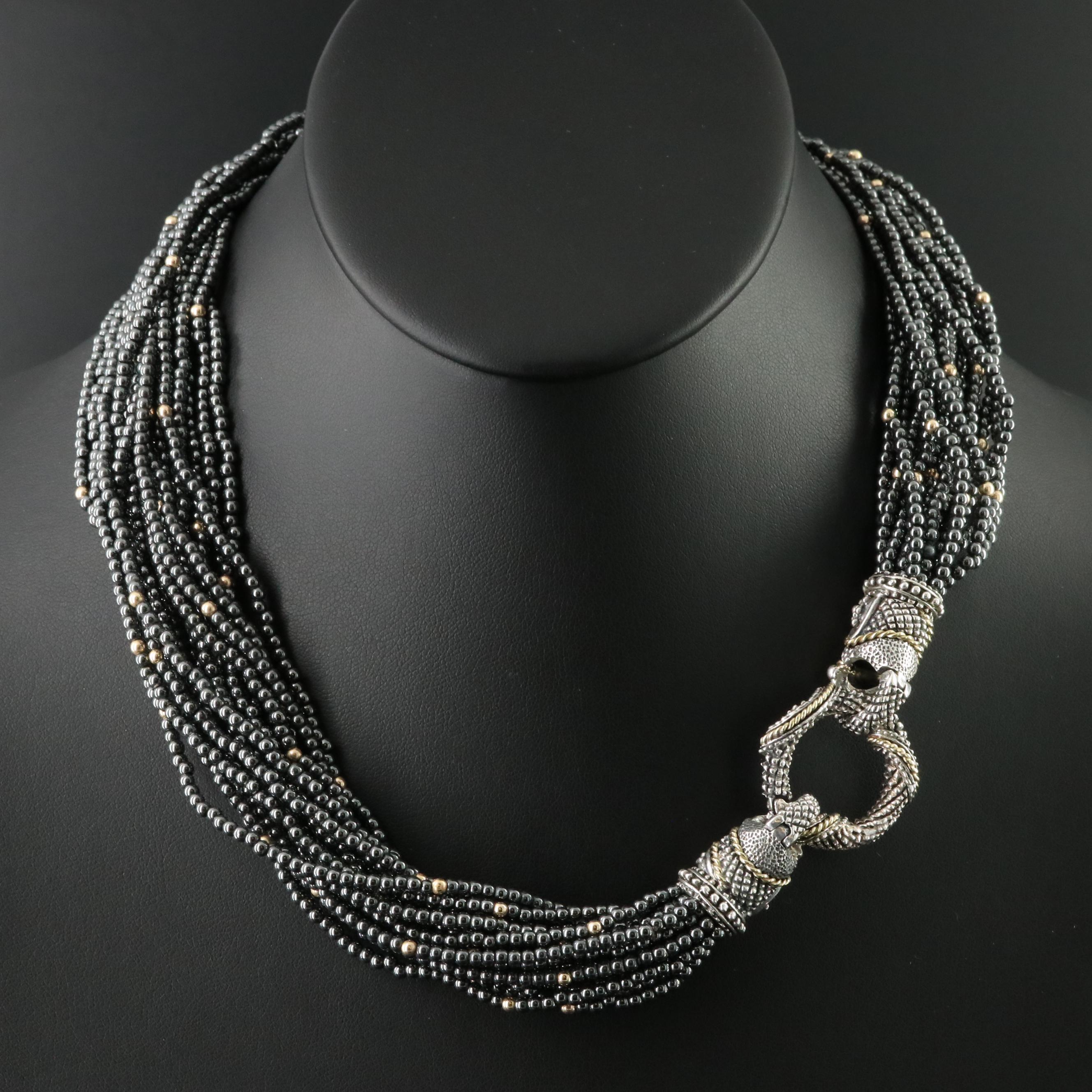 Elling Sterling and Bead Torsade Necklace with 18K Accents