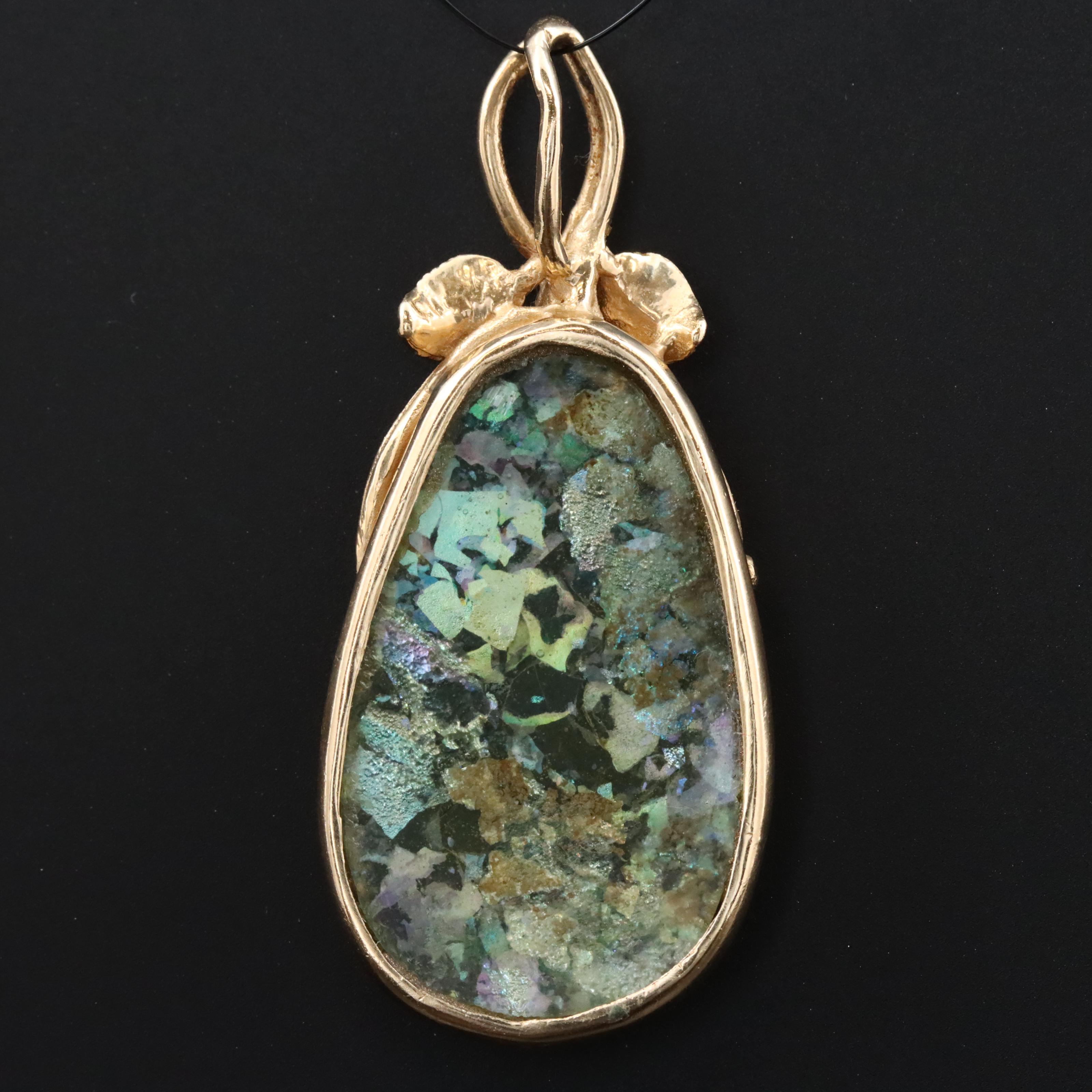 14K Roman Glass Pendant