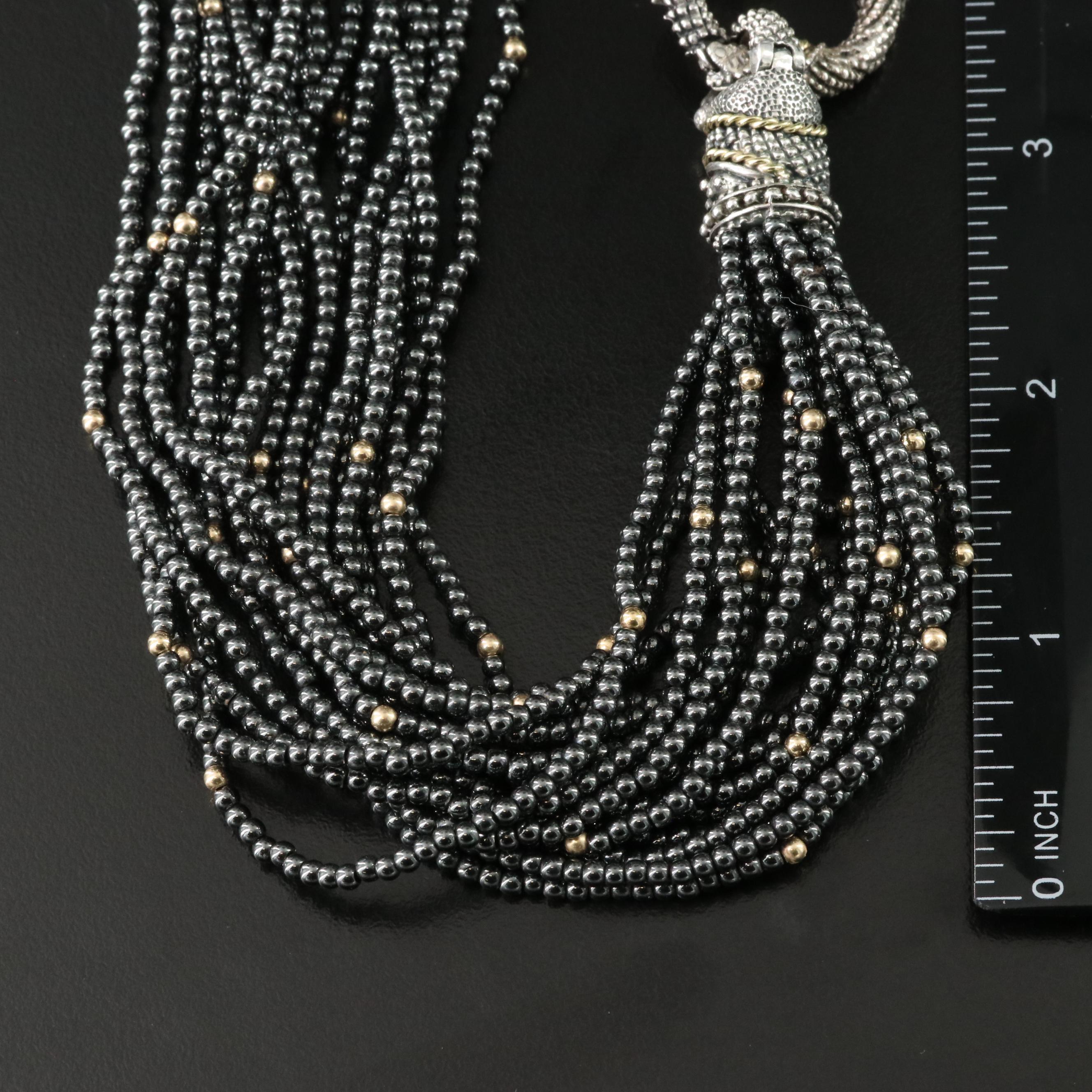 Elling Sterling and Bead Torsade Necklace with 18K Accents