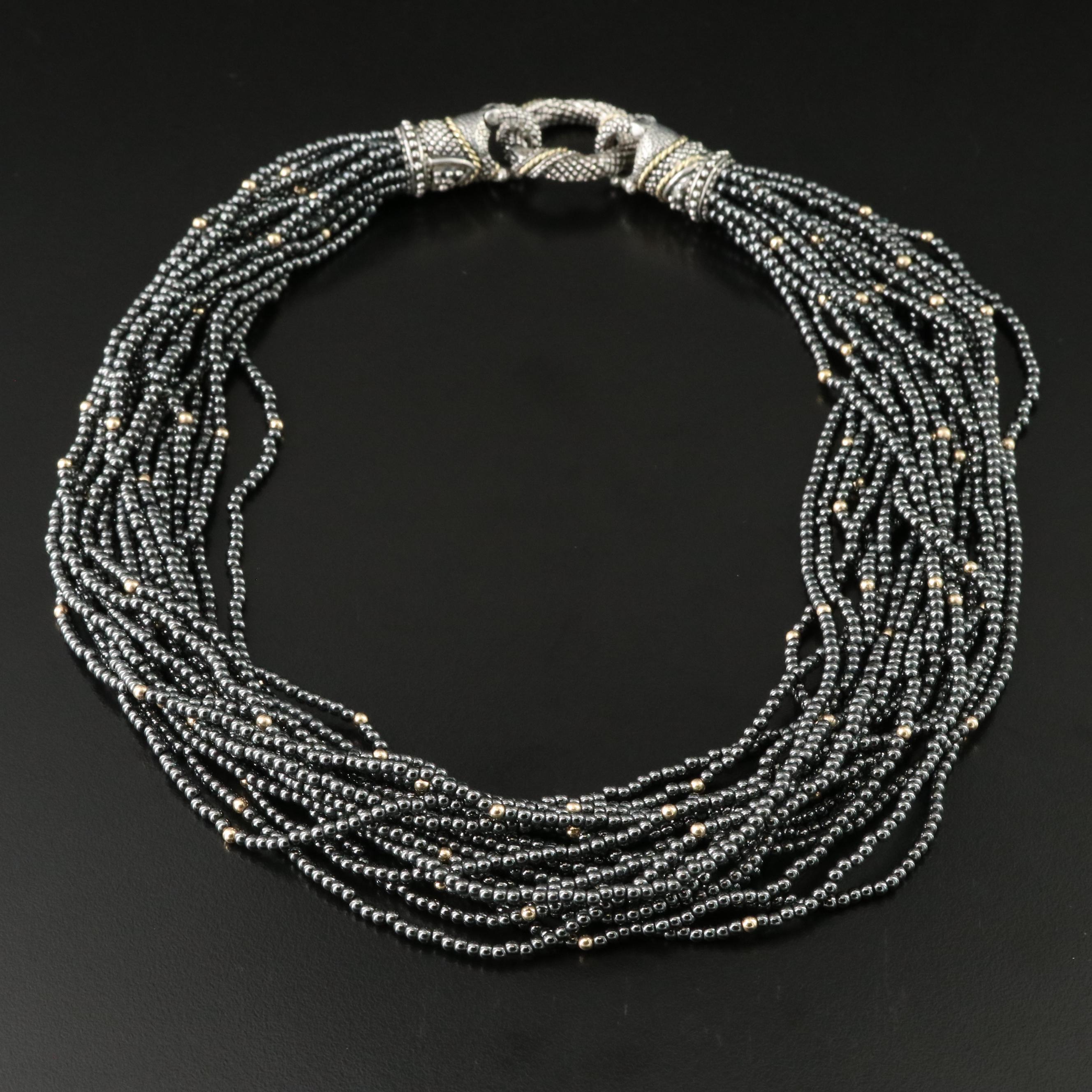 Elling Sterling and Bead Torsade Necklace with 18K Accents