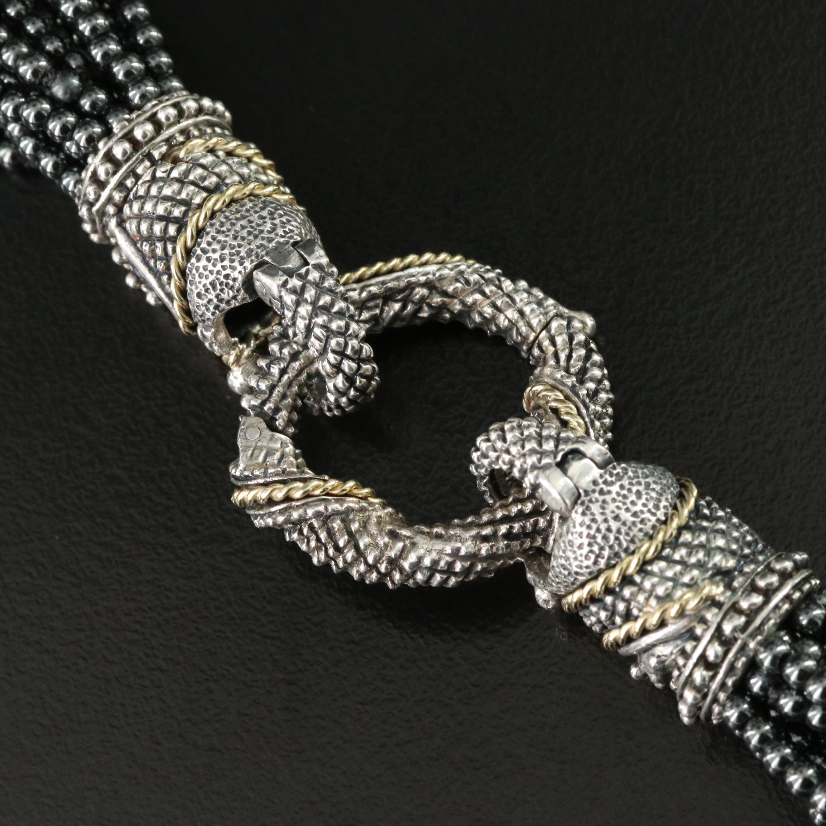 Elling Sterling and Bead Torsade Necklace with 18K Accents