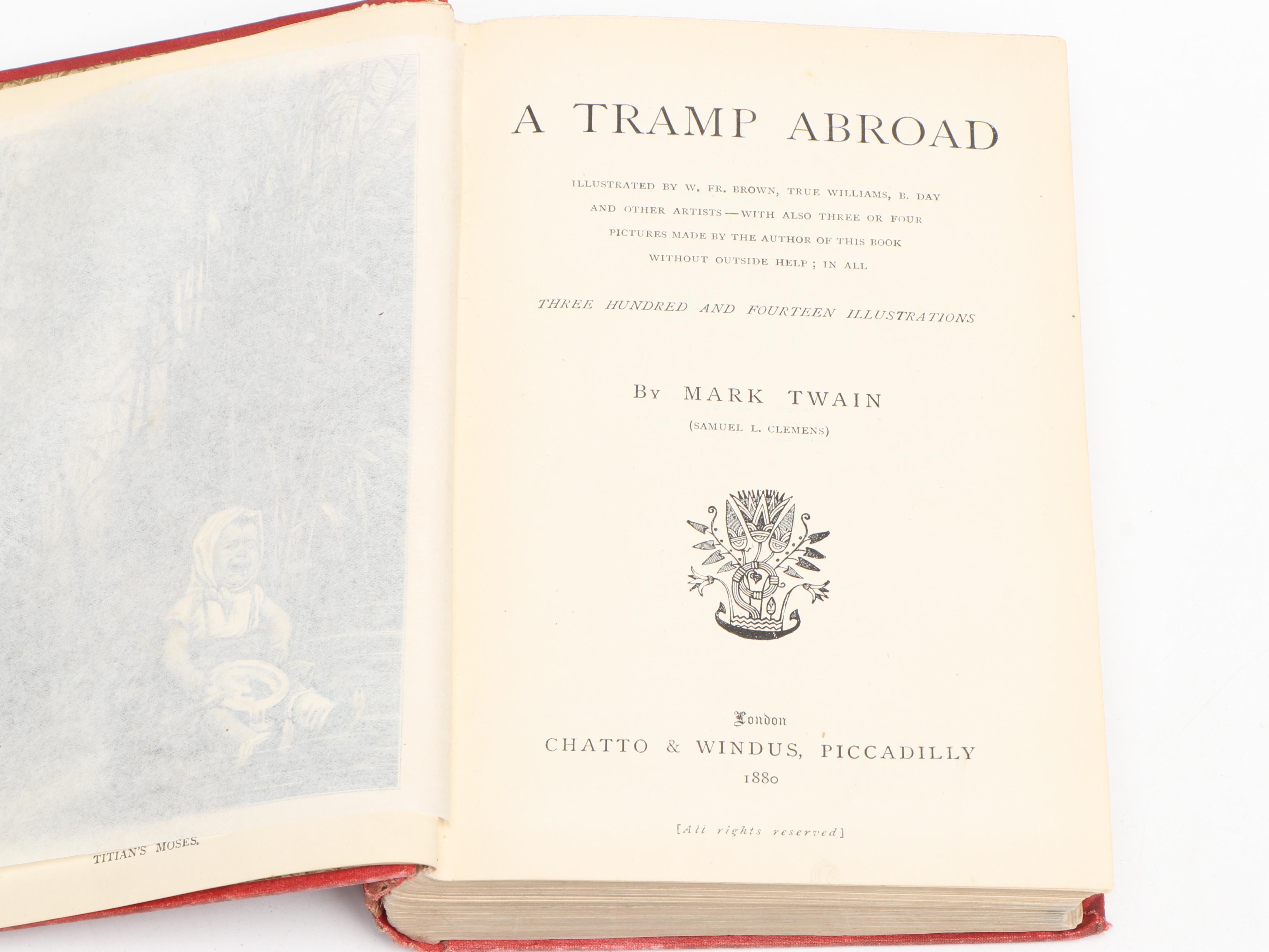 First UK Edition "A Tramp Abroad" by Mark Twain, 1880