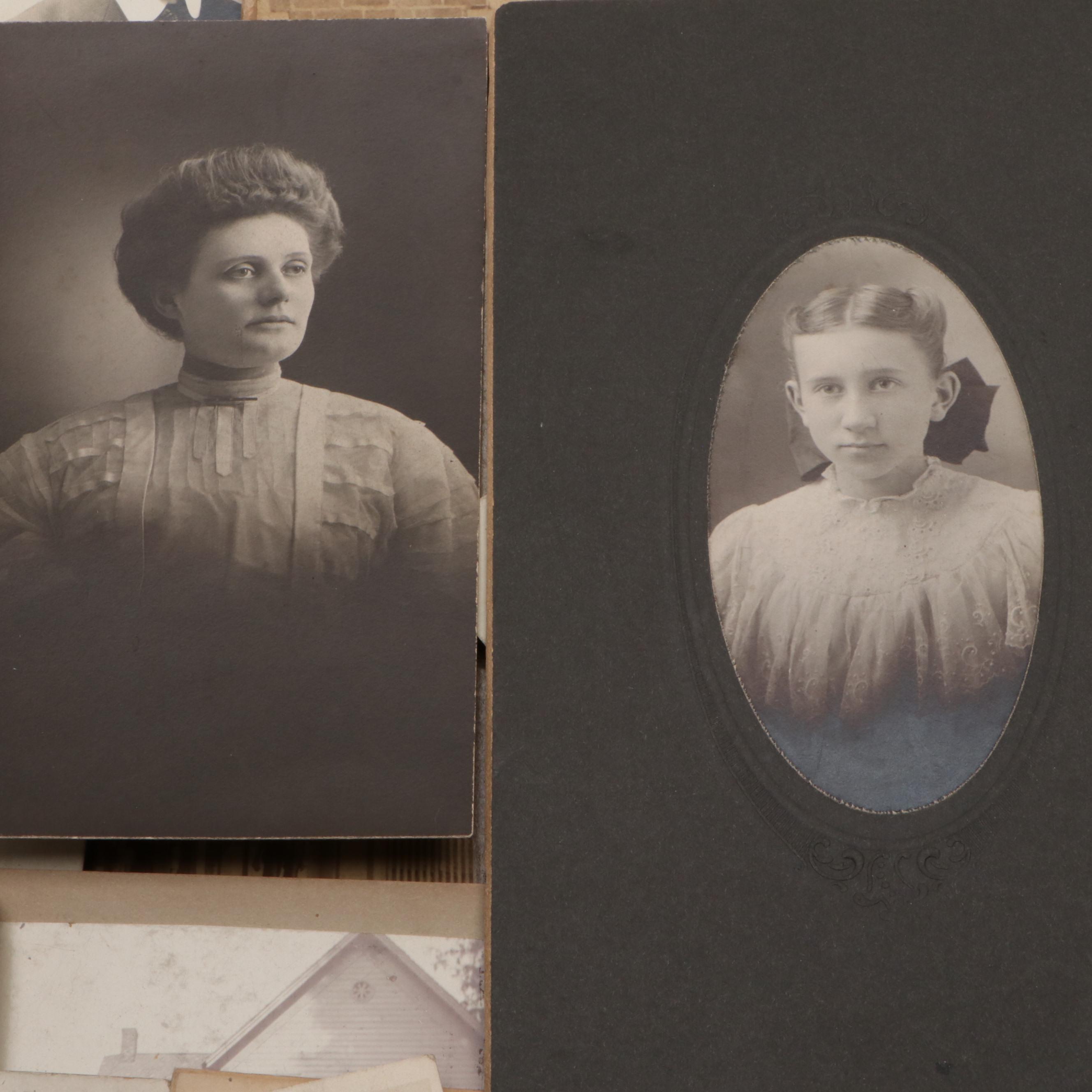 Photos of Men, Women and Children with More Ephemera, Late 19th/ Early 20th C.