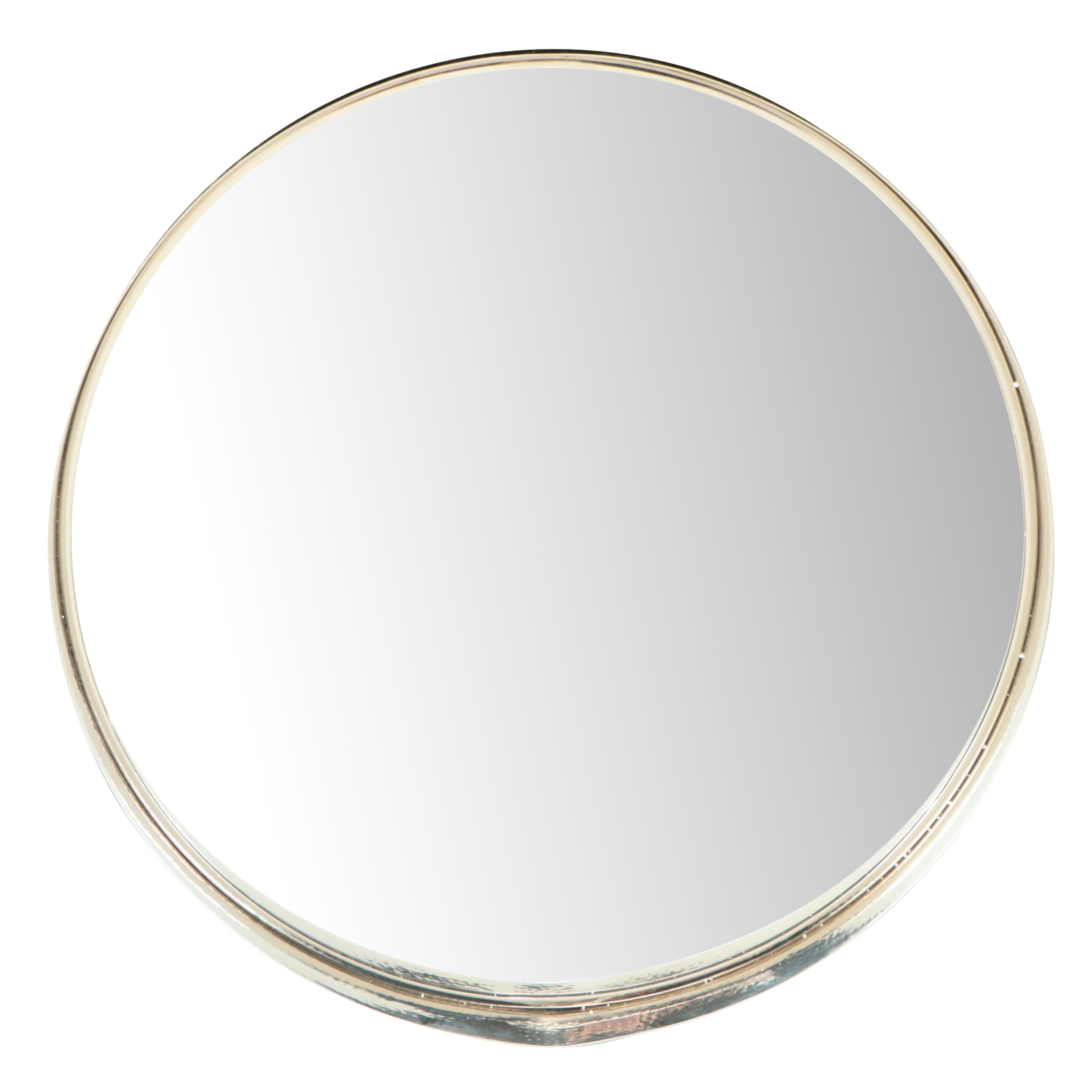 Contemporary Hammered Metal Framed Round Vanity Mirror