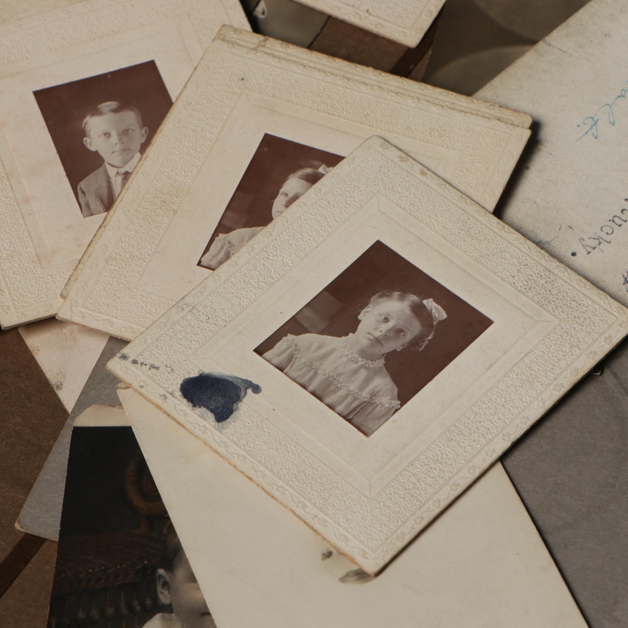 Photos of Men, Women and Children with More Ephemera, Late 19th/ Early 20th C.