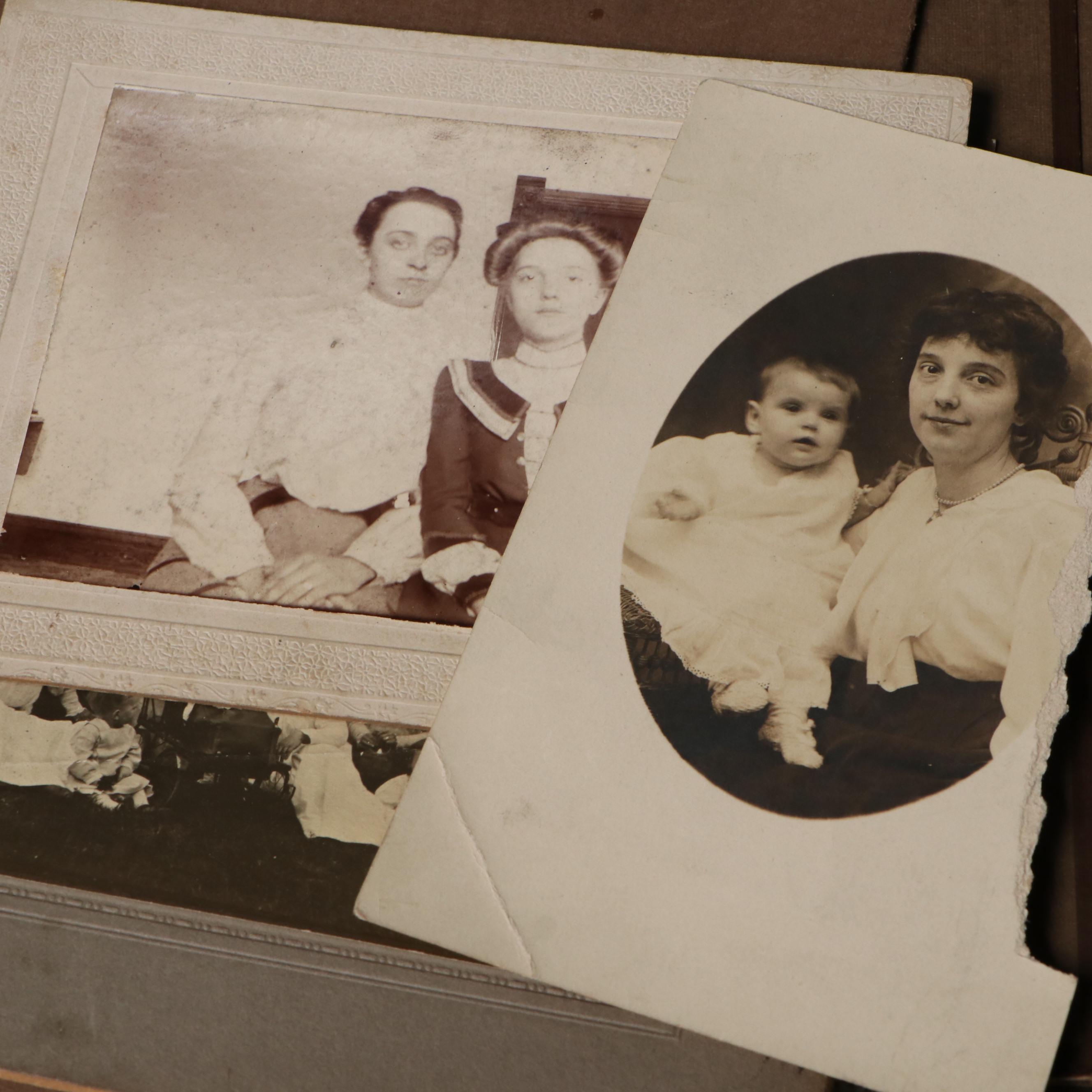 Photos of Men, Women and Children with More Ephemera, Late 19th/ Early 20th C.