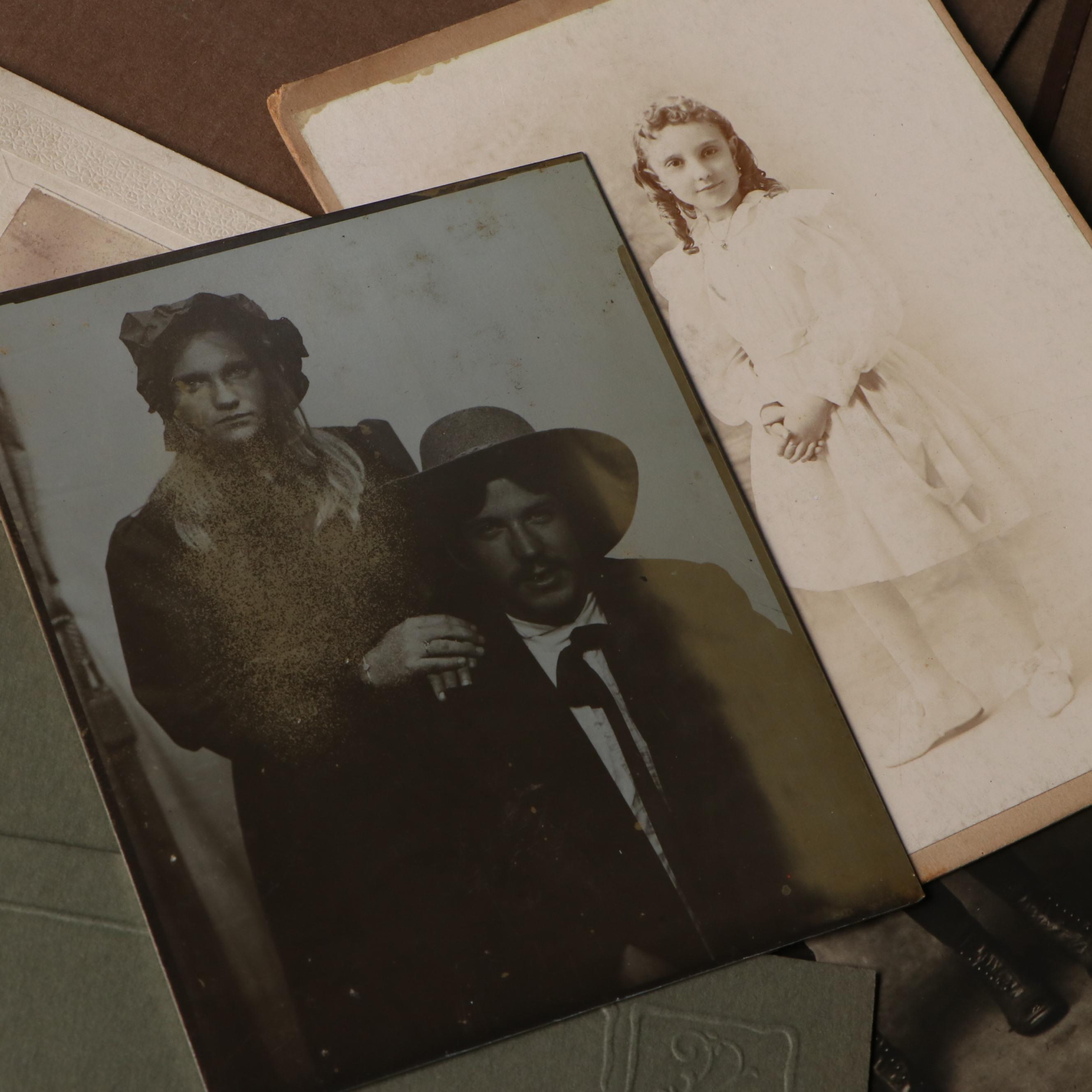 Photos of Men, Women and Children with More Ephemera, Late 19th/ Early 20th C.