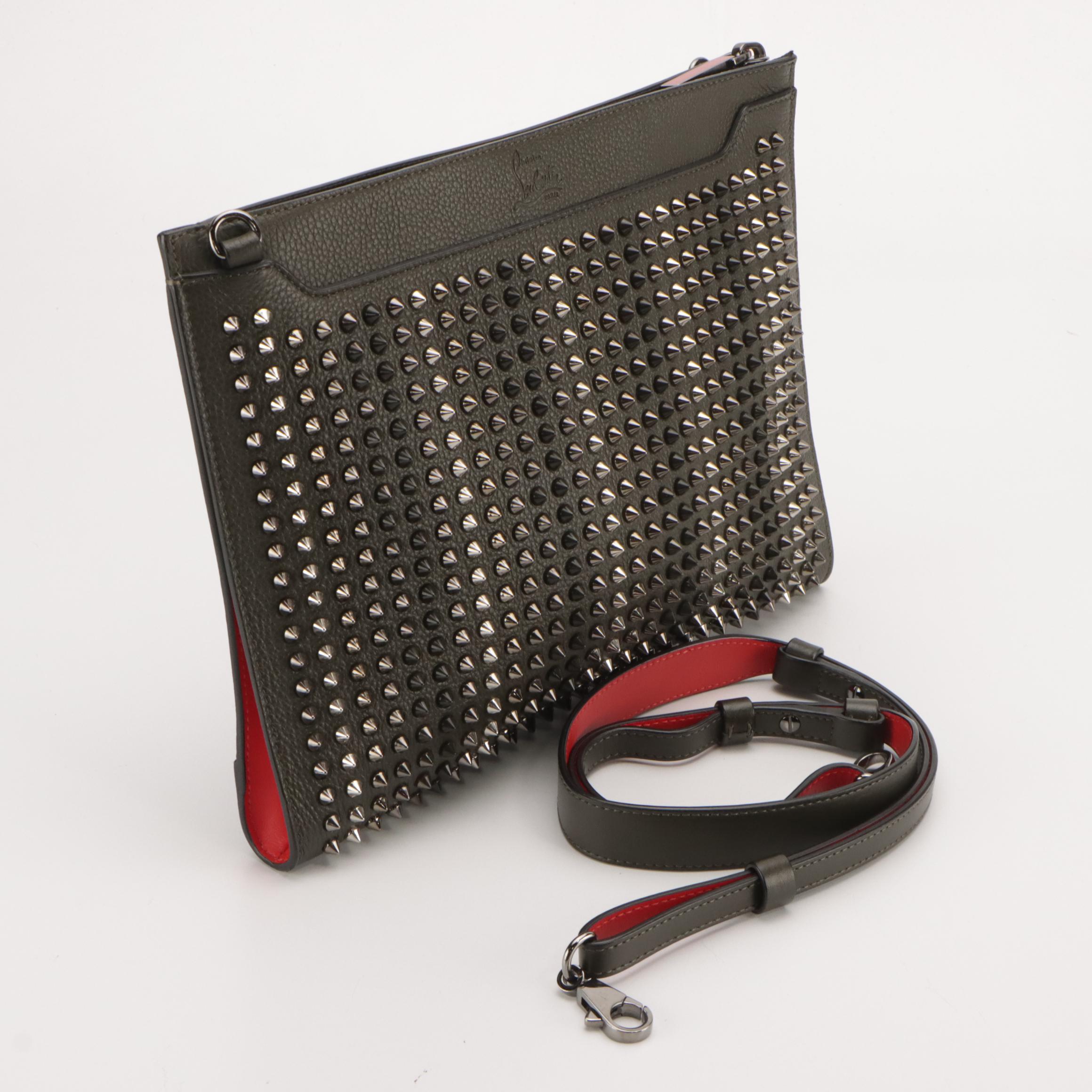 Christian Louboutin Spiked Skypouch in Empire Calf Leather with Box