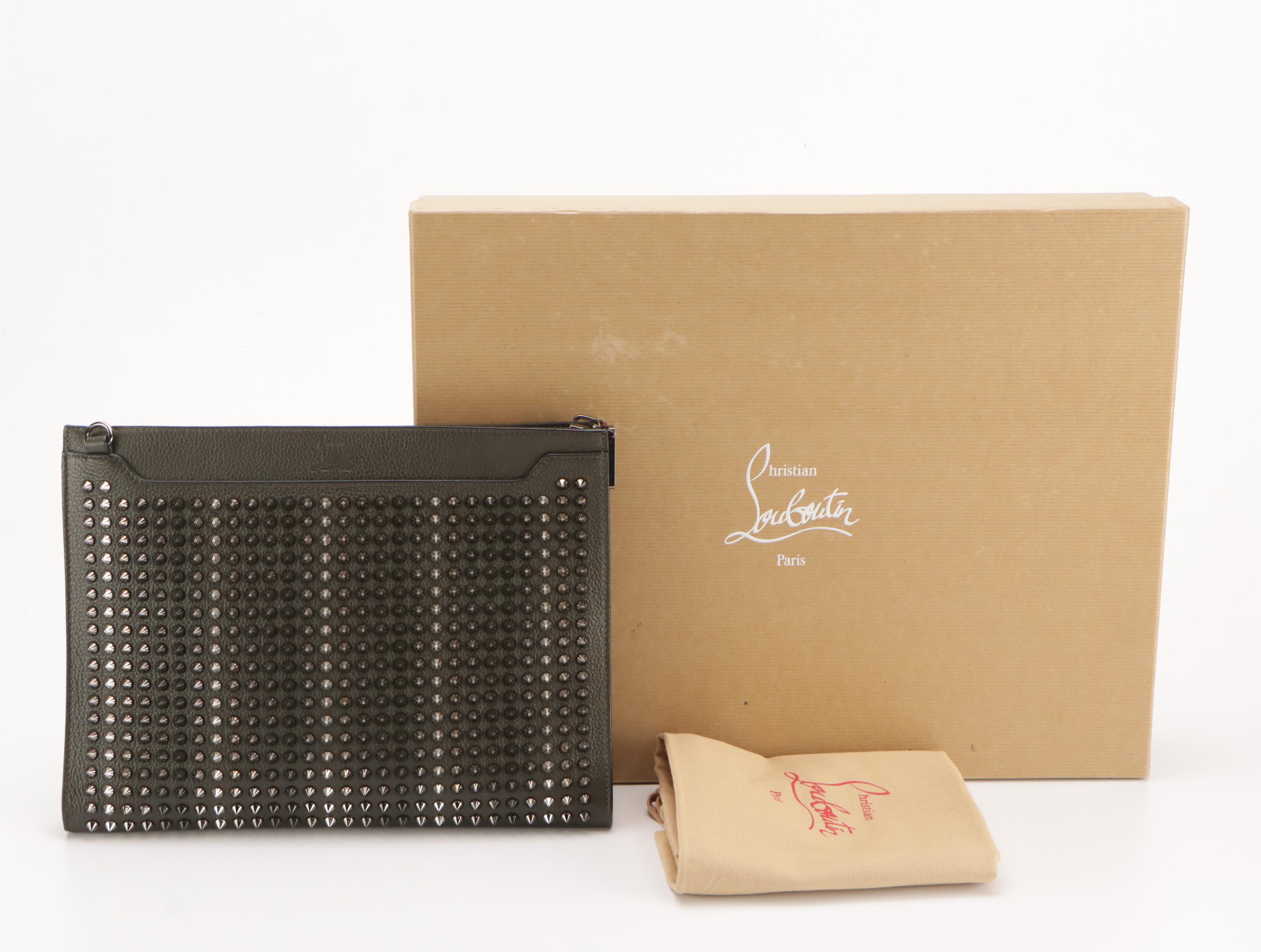 Christian Louboutin Spiked Skypouch in Empire Calf Leather with Box