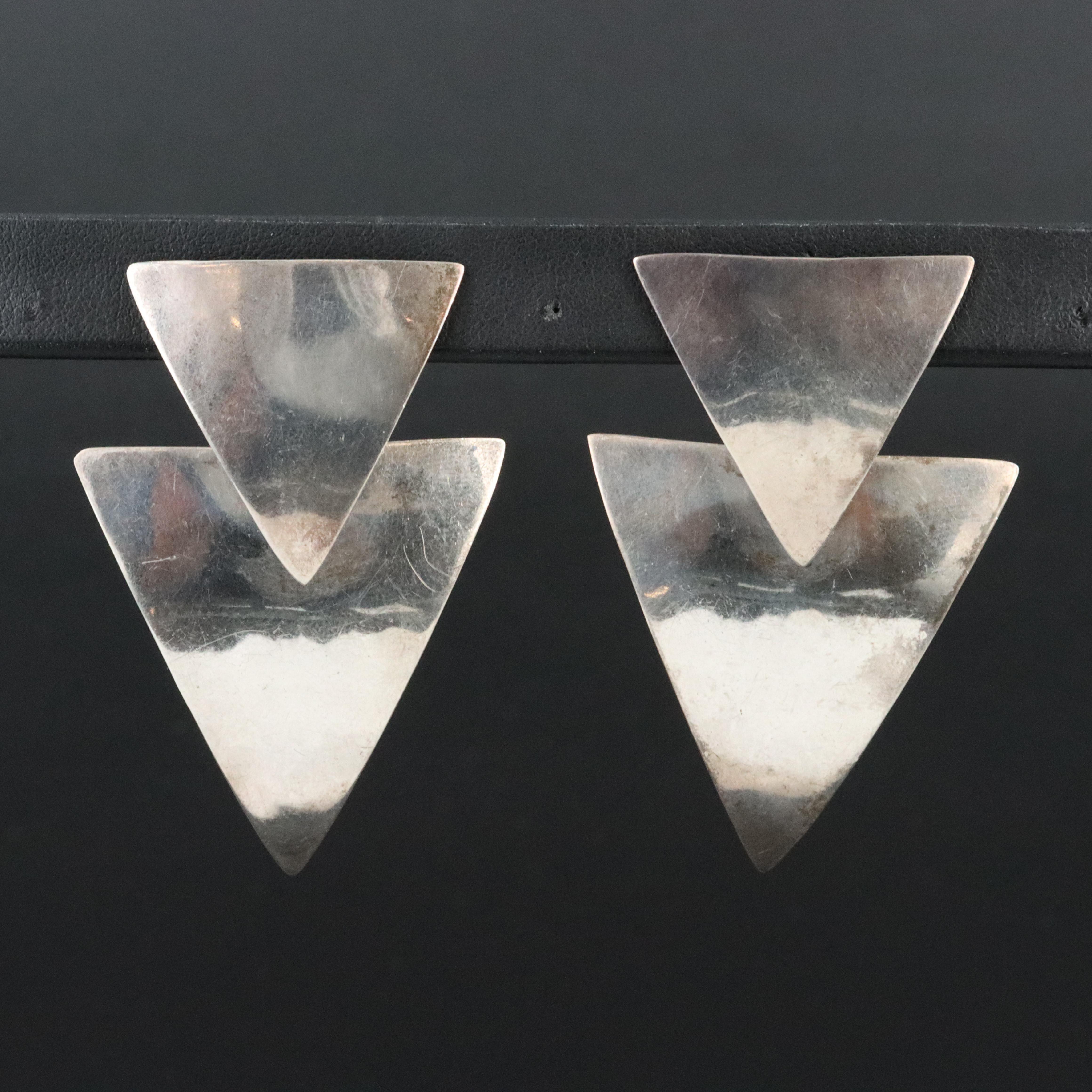 Mexican Sterling Triangular Drop Earrings