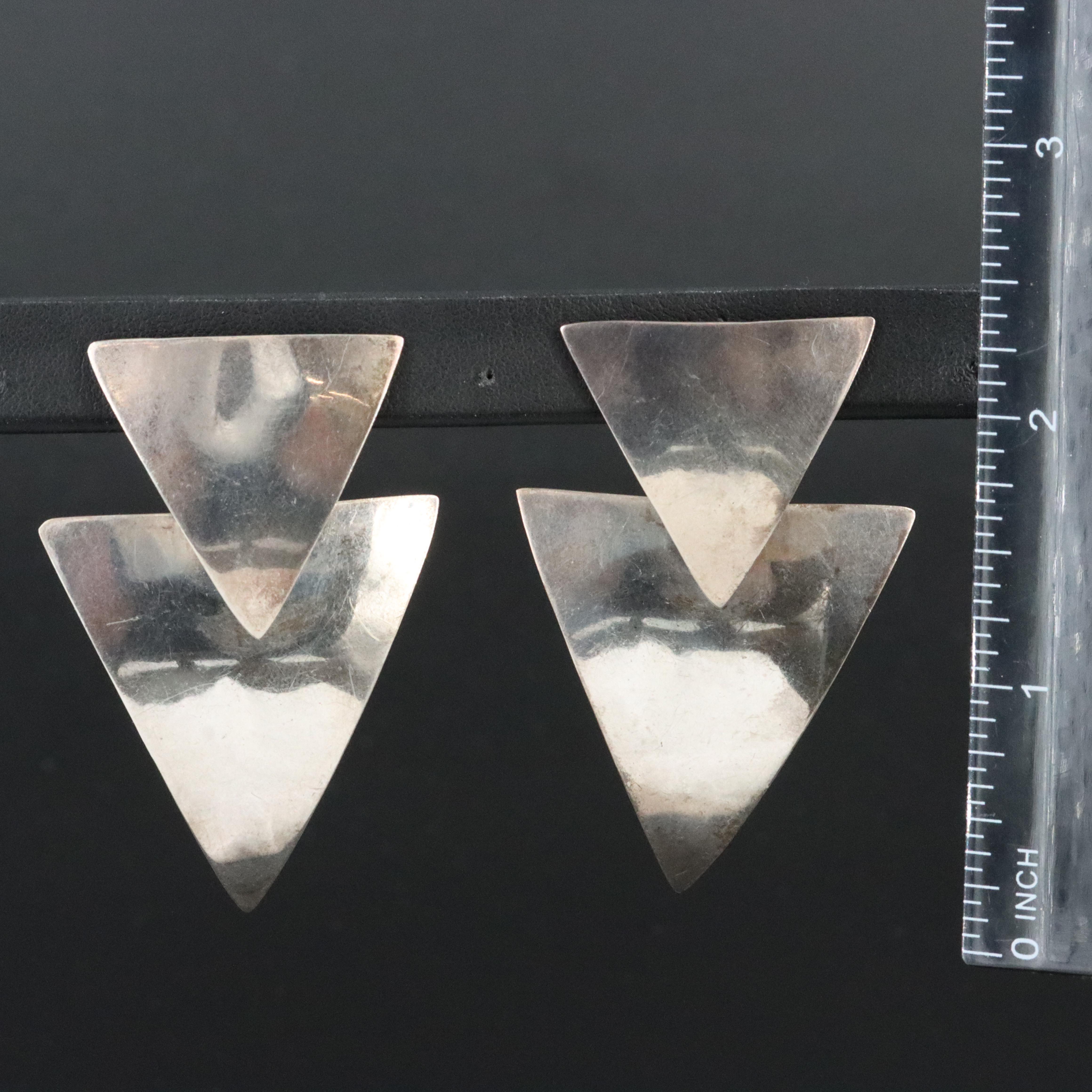 Mexican Sterling Triangular Drop Earrings