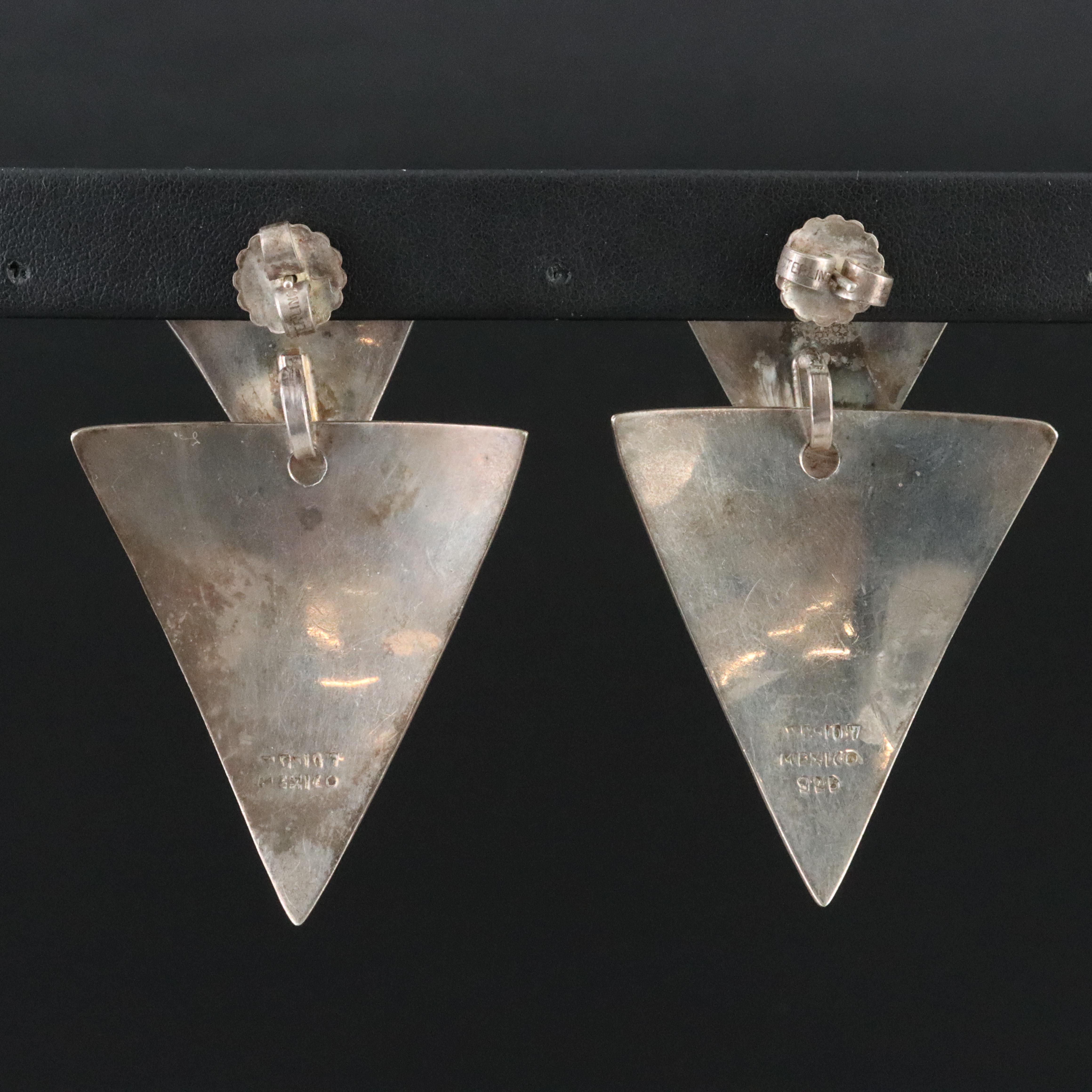Mexican Sterling Triangular Drop Earrings