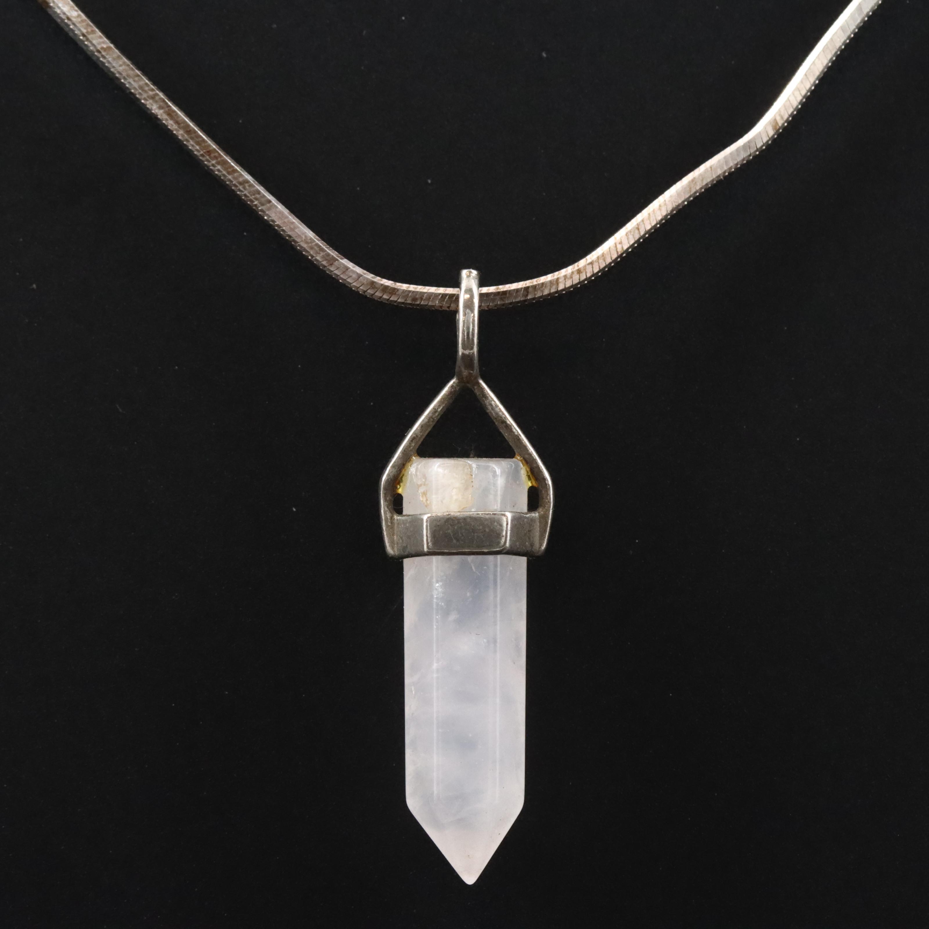 Sterling Rose Quartz Pendant Necklace