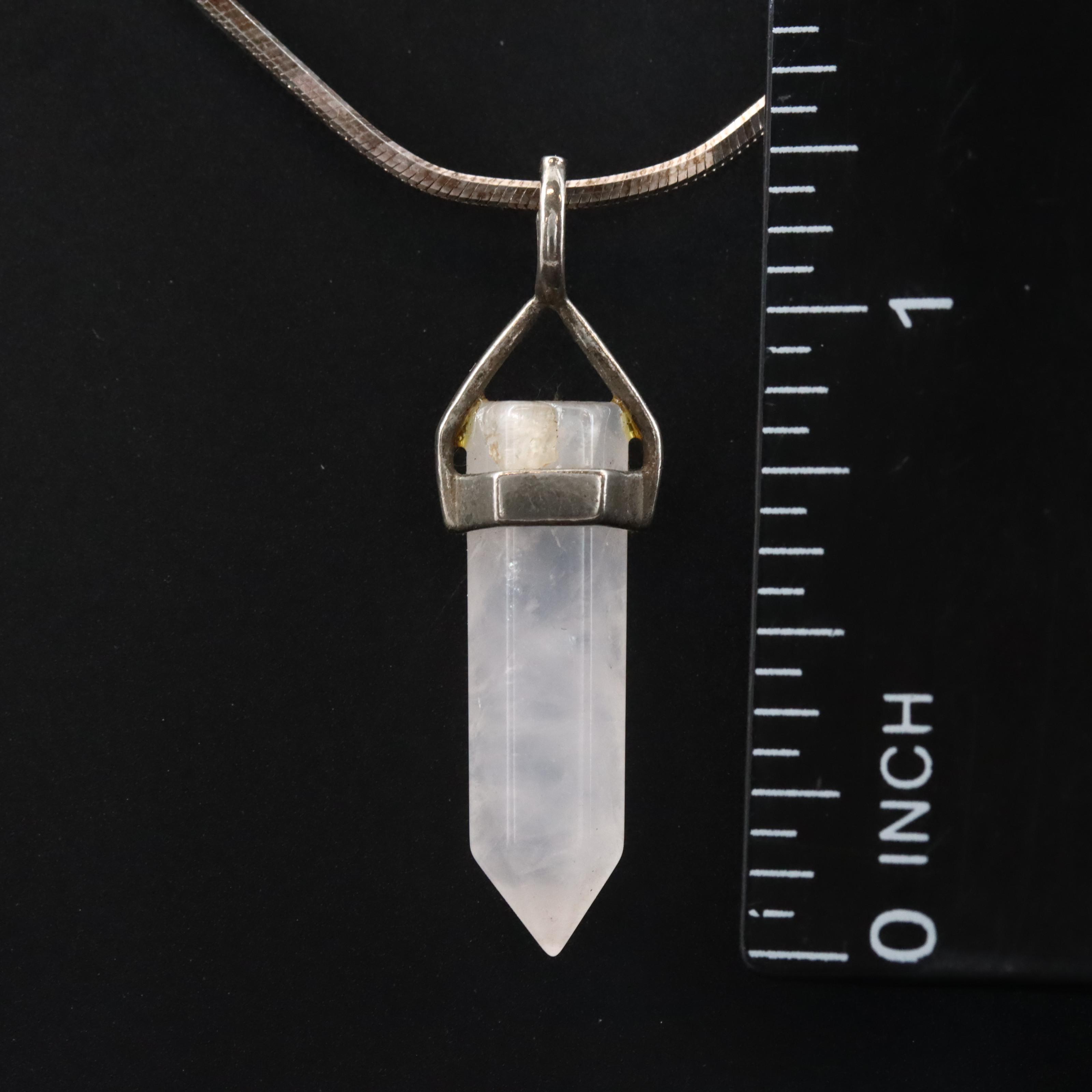 Sterling Rose Quartz Pendant Necklace