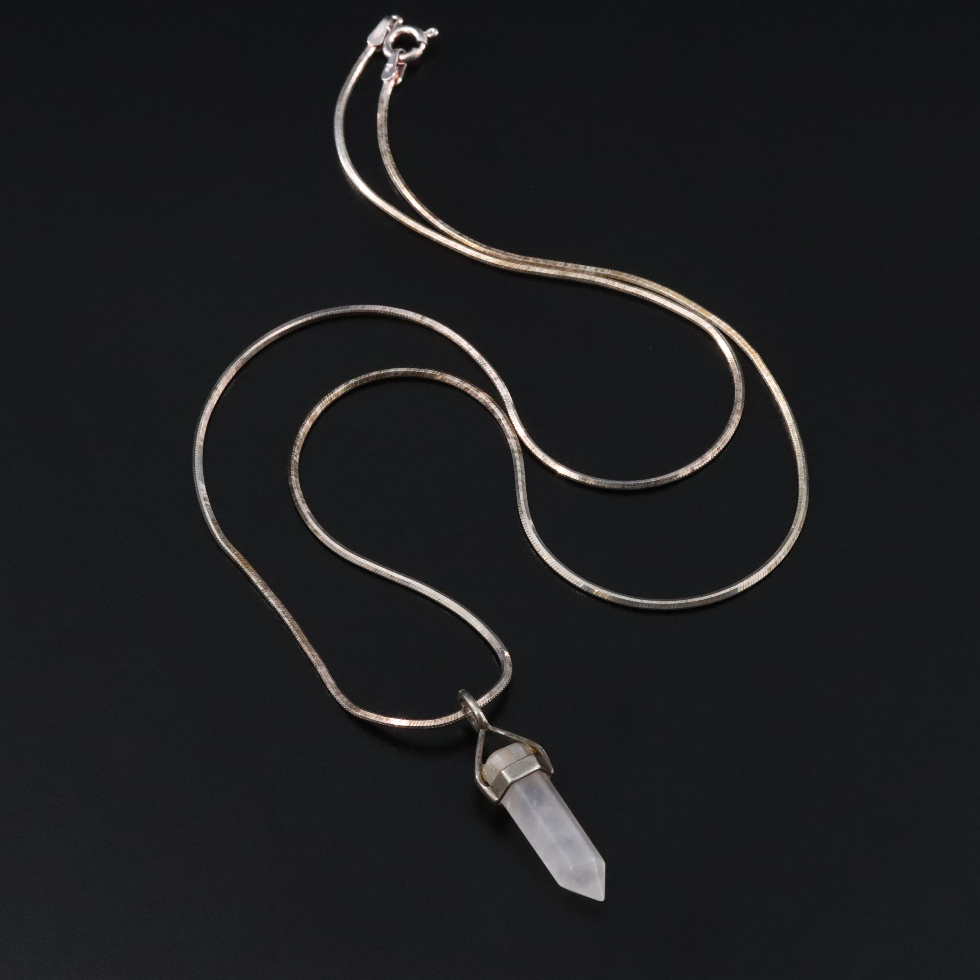 Sterling Rose Quartz Pendant Necklace