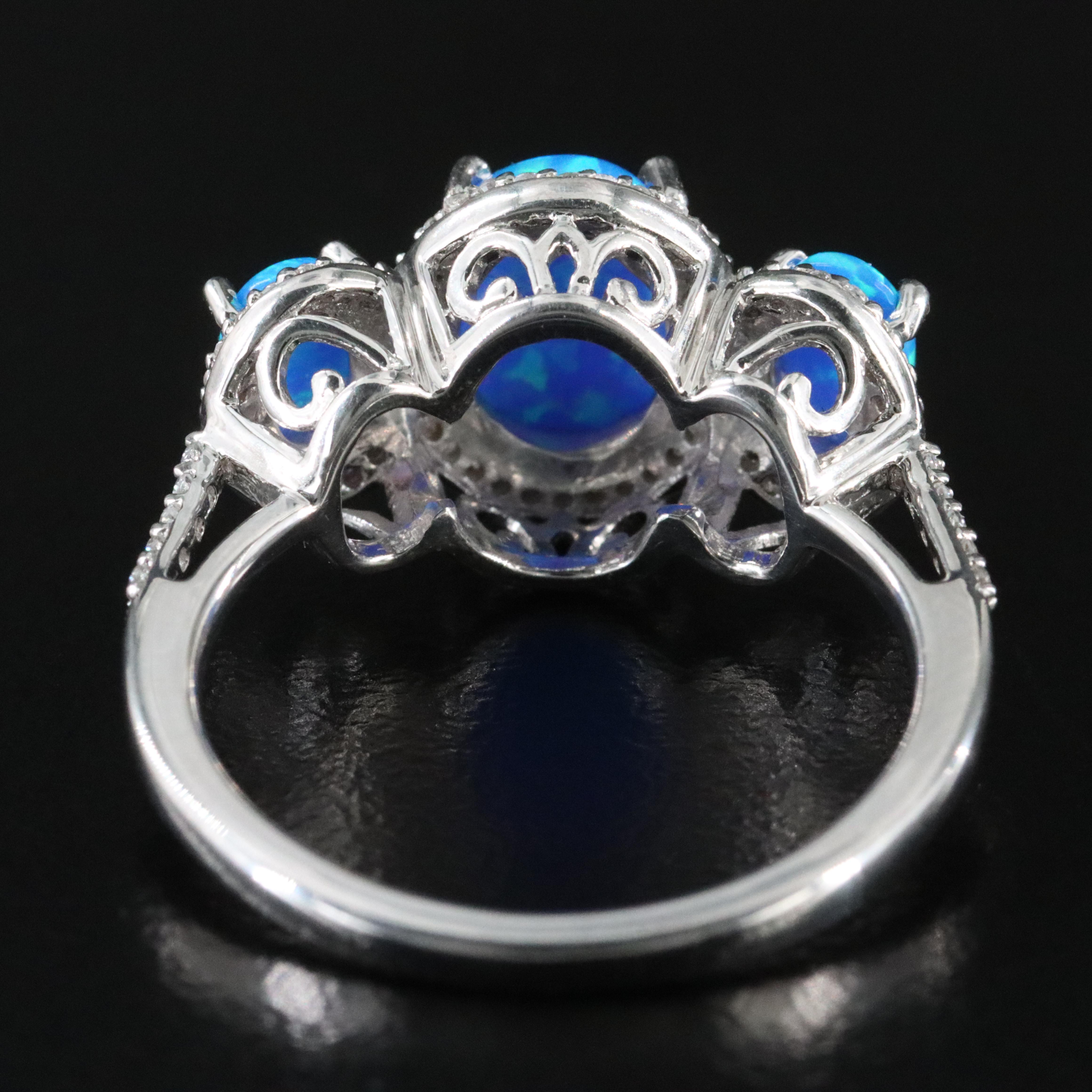 Sterling Opal and CZ Ring