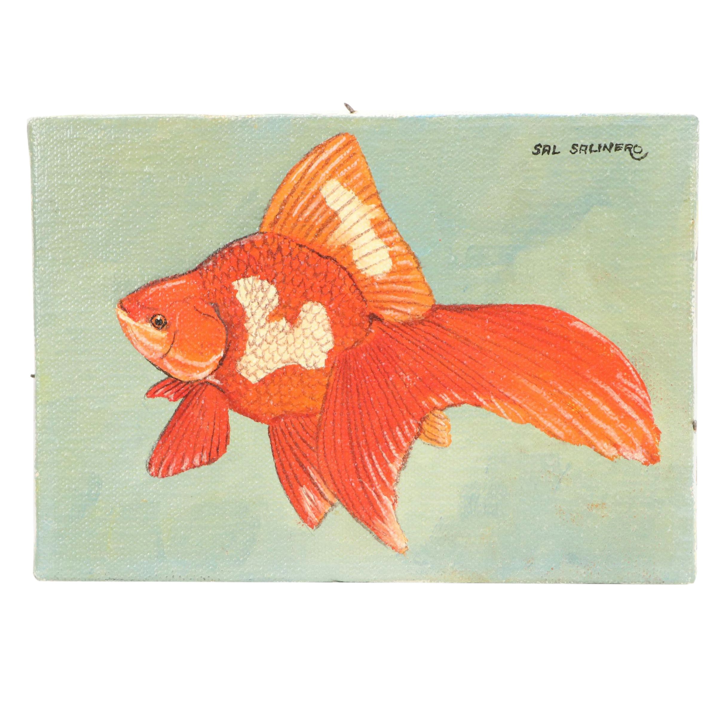 Sal Salinero Oil Painting of a Fish, Late 20th Century