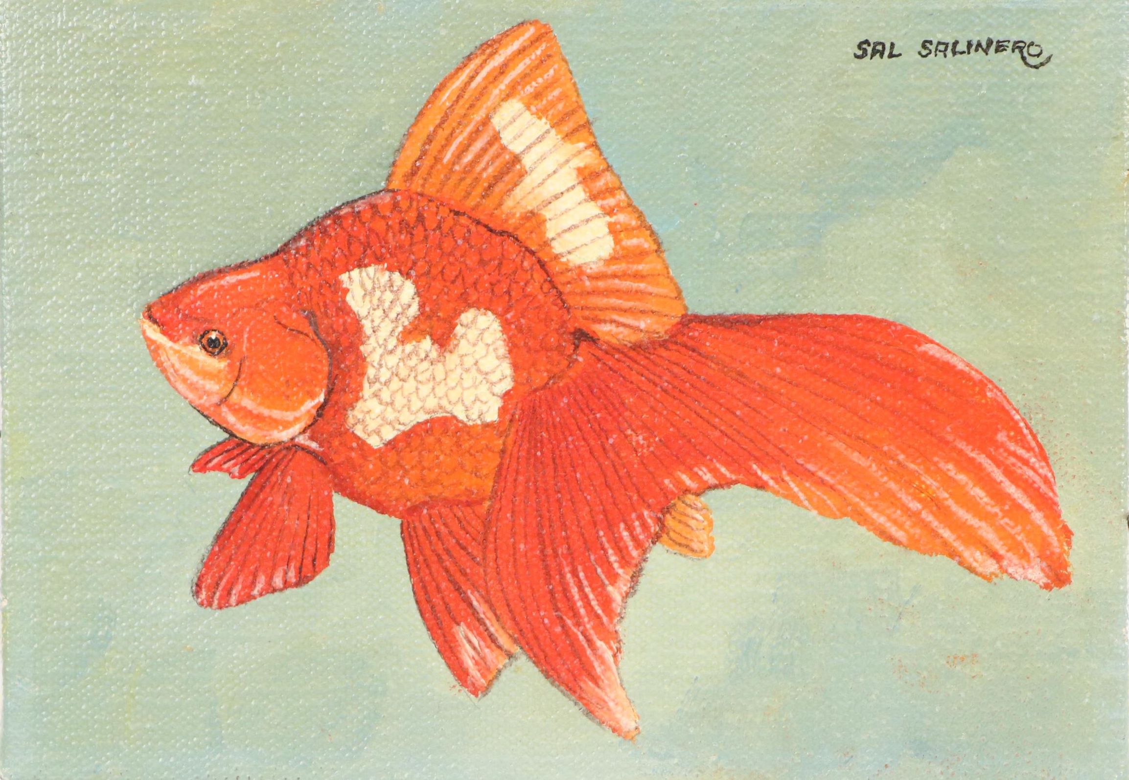 Sal Salinero Oil Painting of a Fish, Late 20th Century