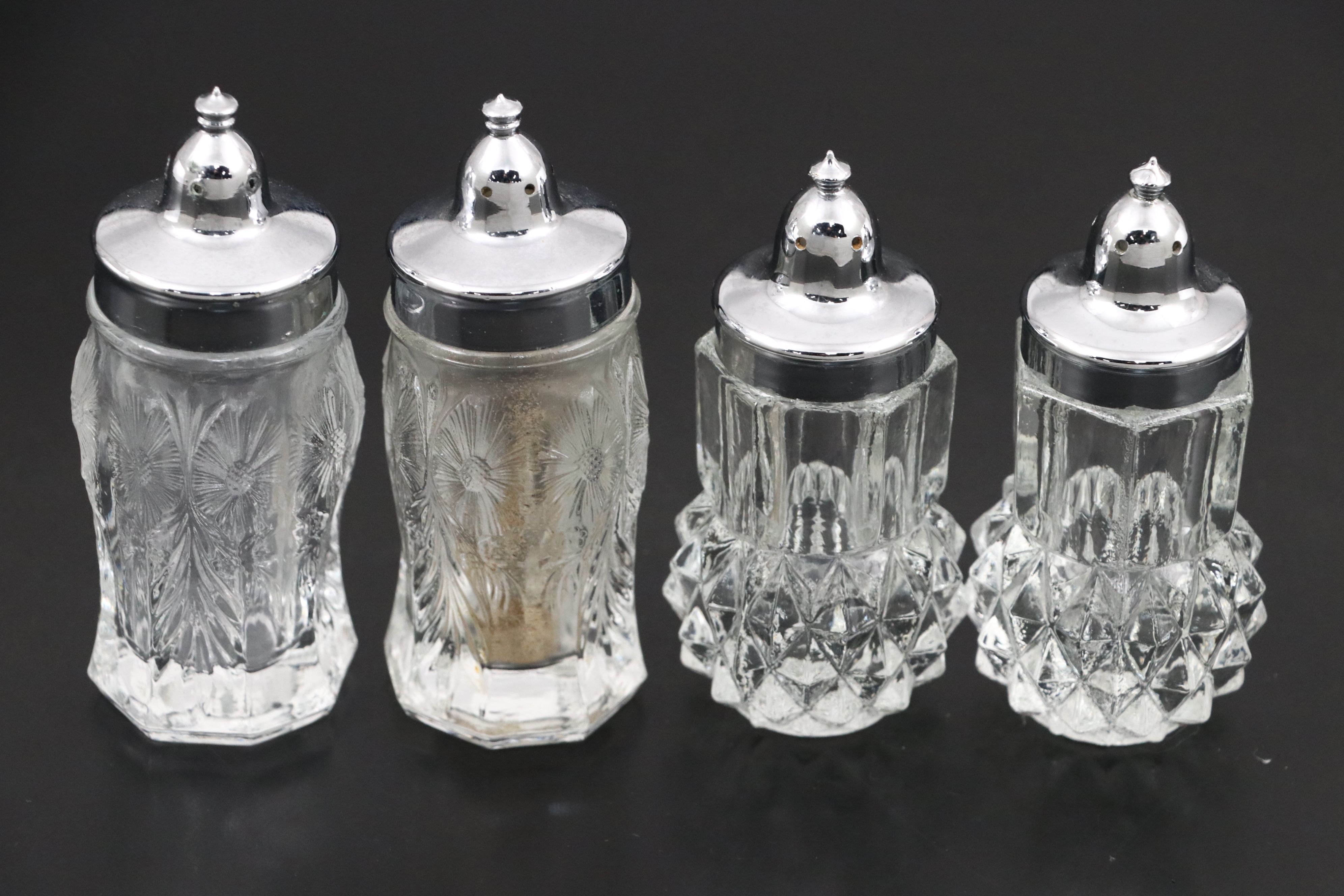 Glass Coffee Carafe on Metal Stand with Other Crystal Cut Table Accessories