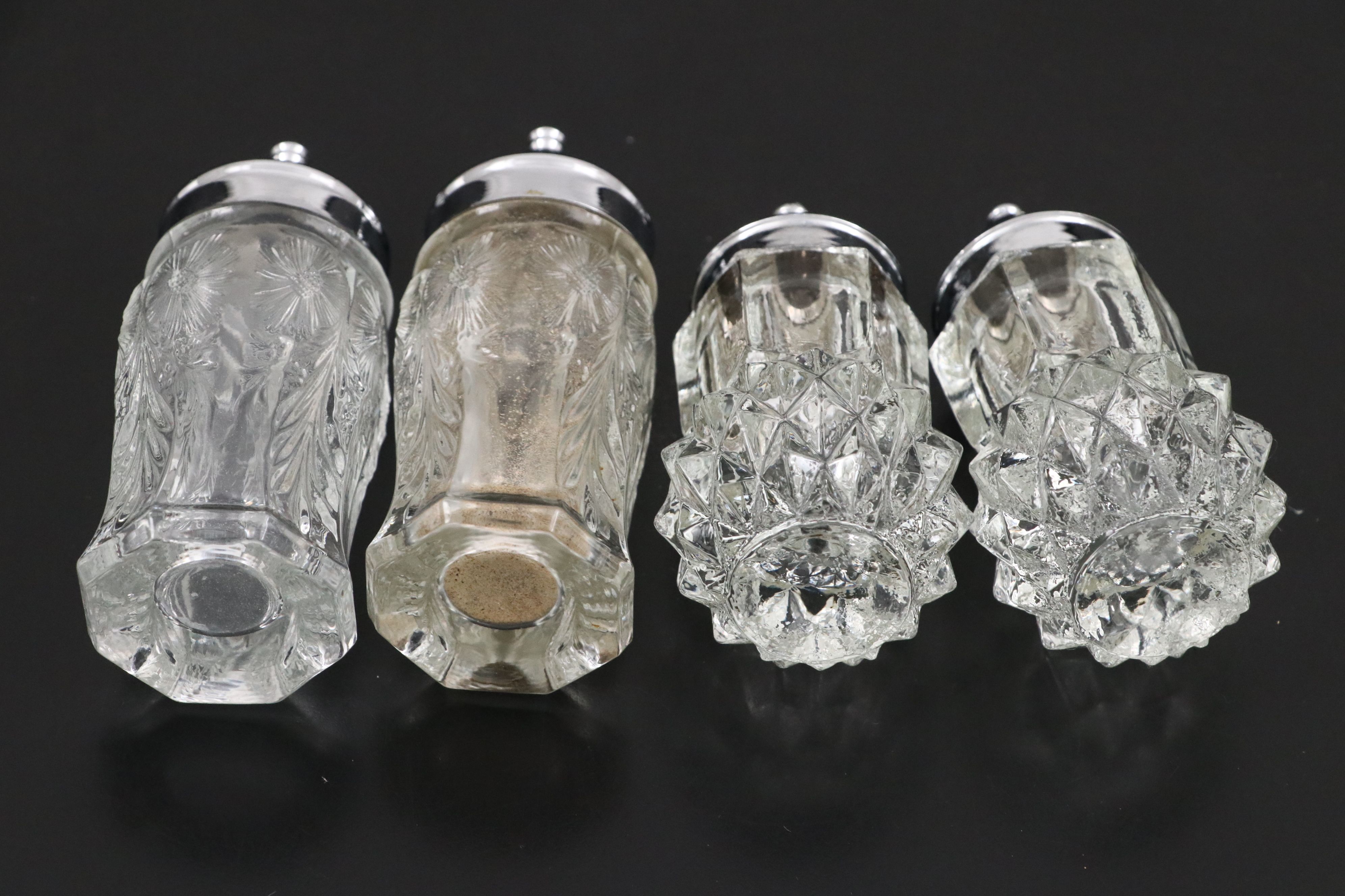 Glass Coffee Carafe on Metal Stand with Other Crystal Cut Table Accessories