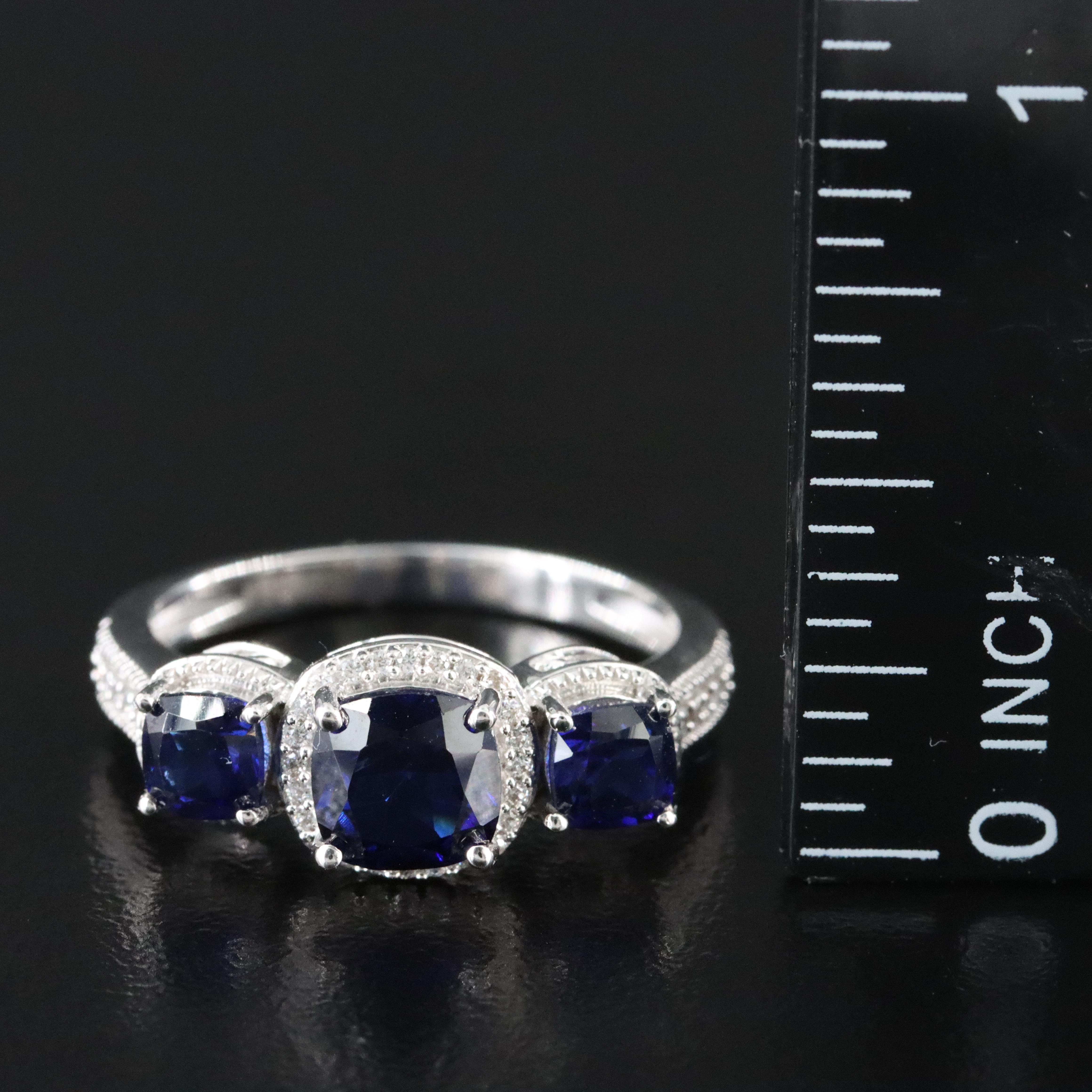 Sterling Sapphire and CZ Ring