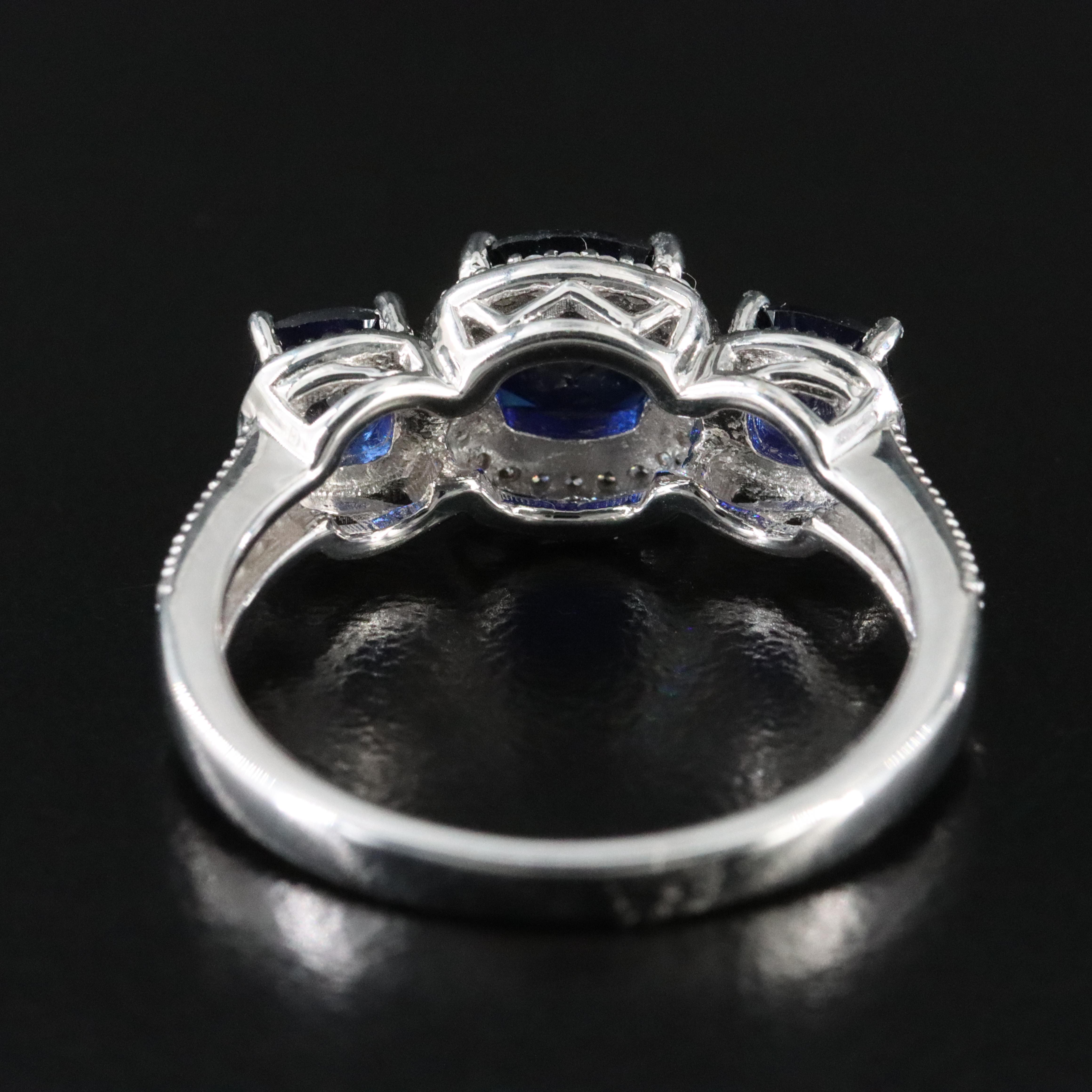 Sterling Sapphire and CZ Ring