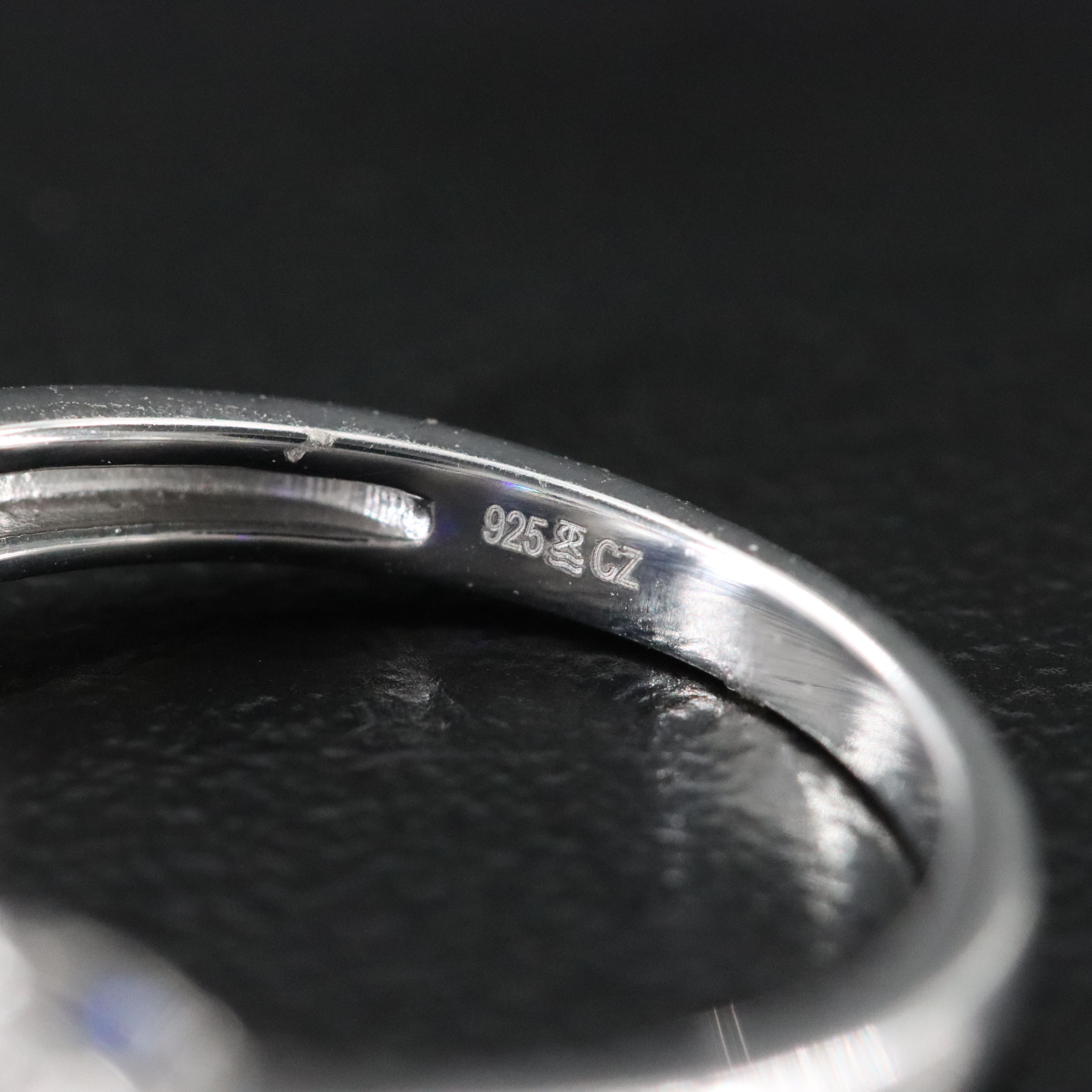 Sterling Sapphire and CZ Ring