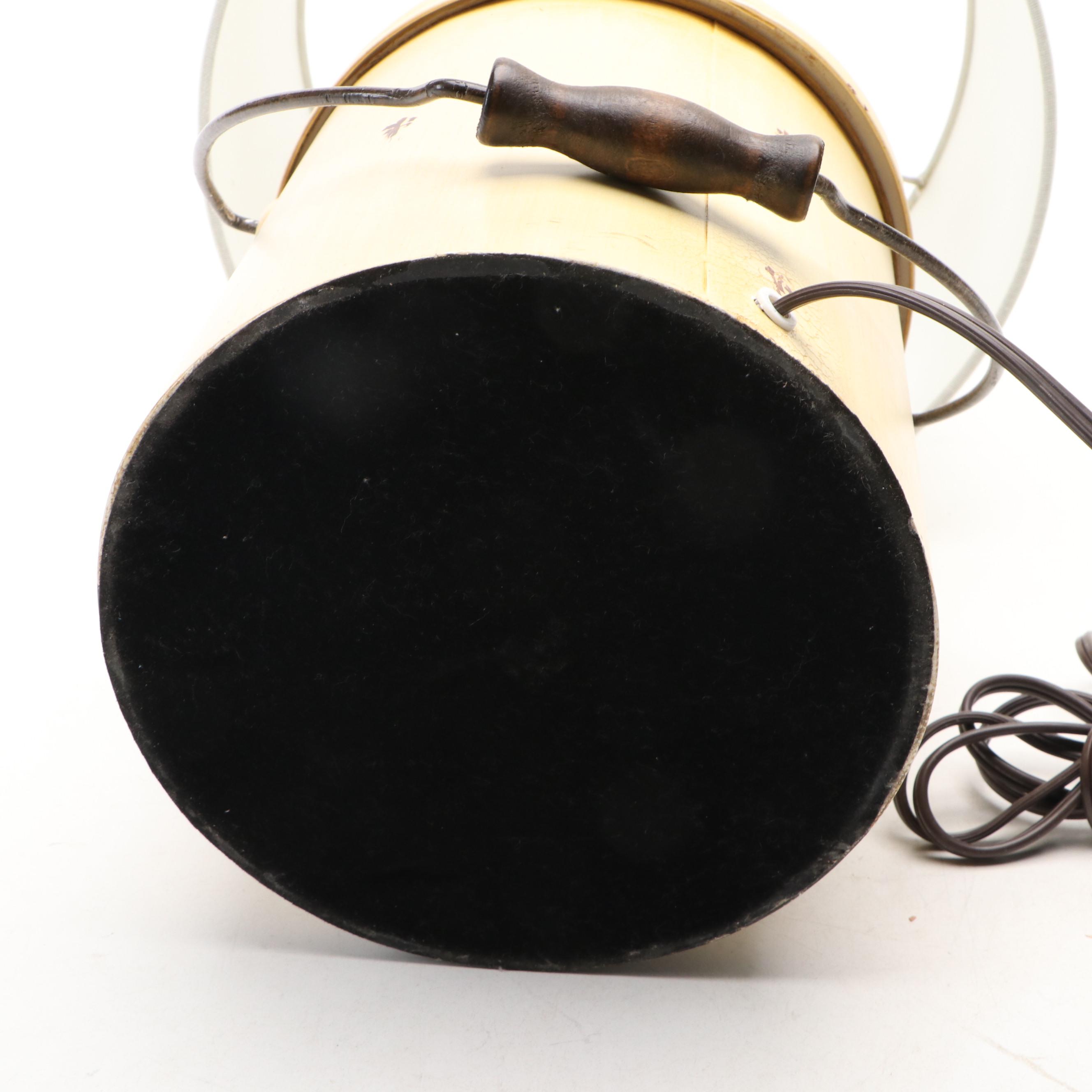 Folk Art Cow Print Bucket and Sugar Tin Canister Table Lamps