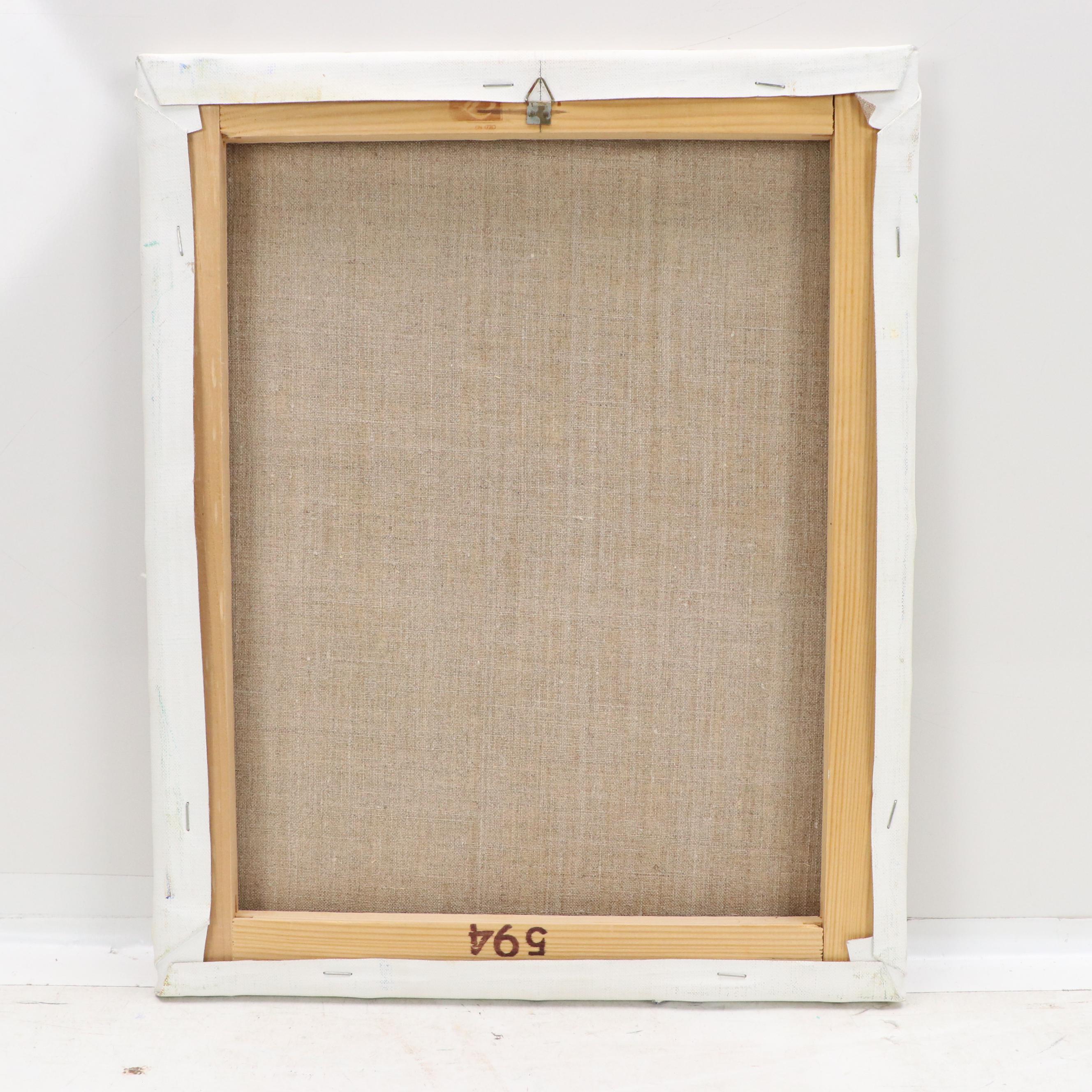 Lédée-Louis Pompi Garden Landscape Acrylic Painting, 1994