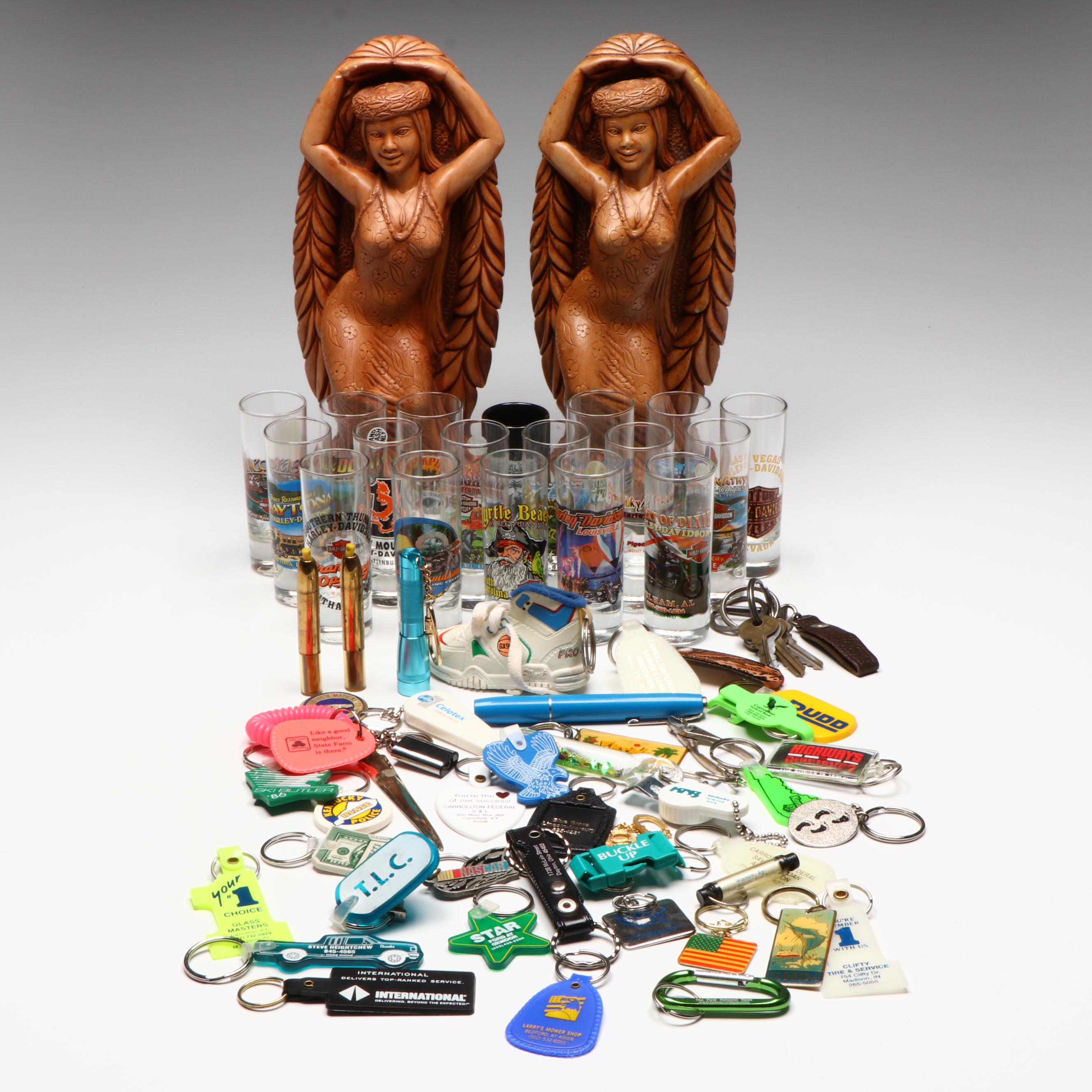 Coco Joe's Hapa-Wood Maile Lakas, Harley-Davidson Shot Glasses and Keychains