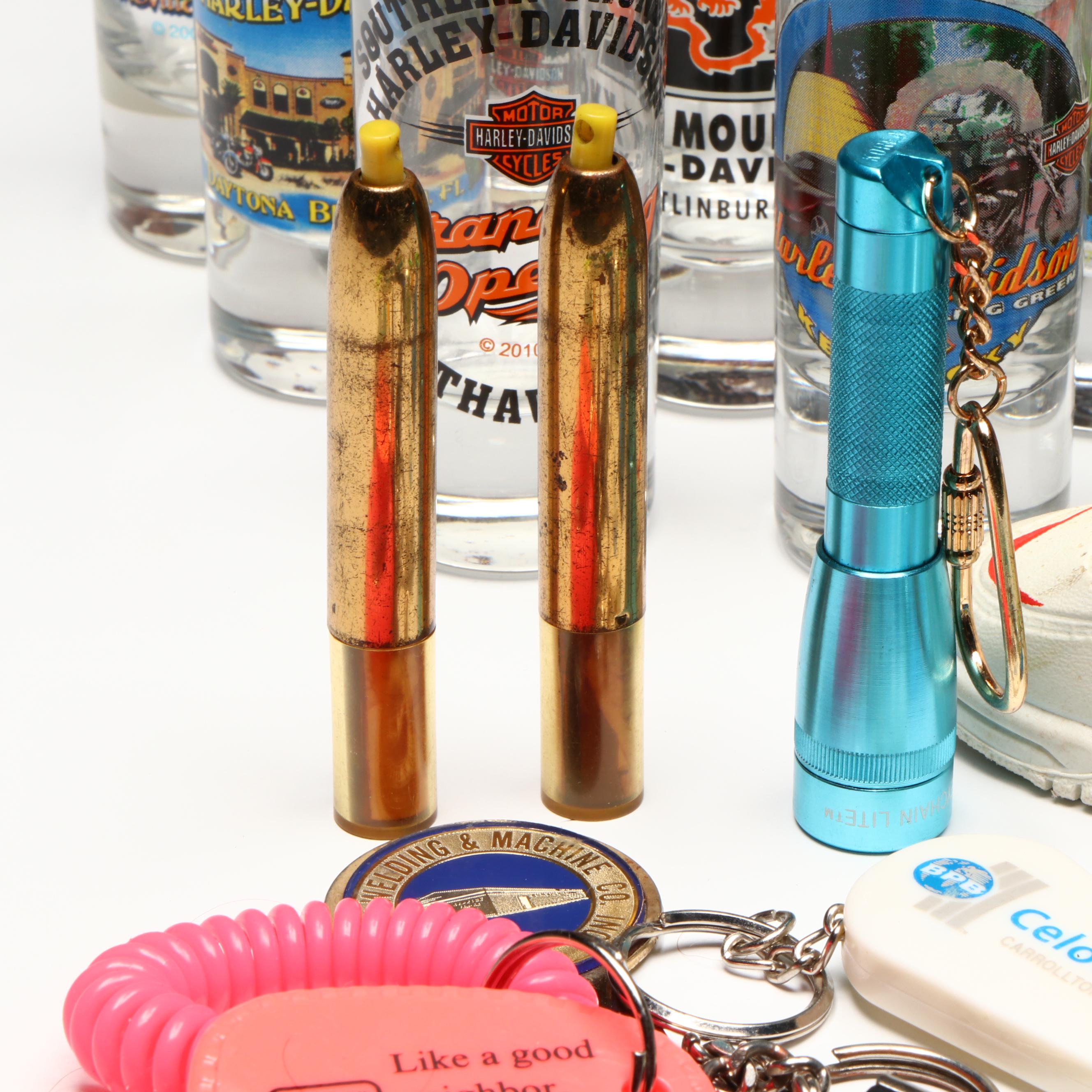 Coco Joe's Hapa-Wood Maile Lakas, Harley-Davidson Shot Glasses and Keychains