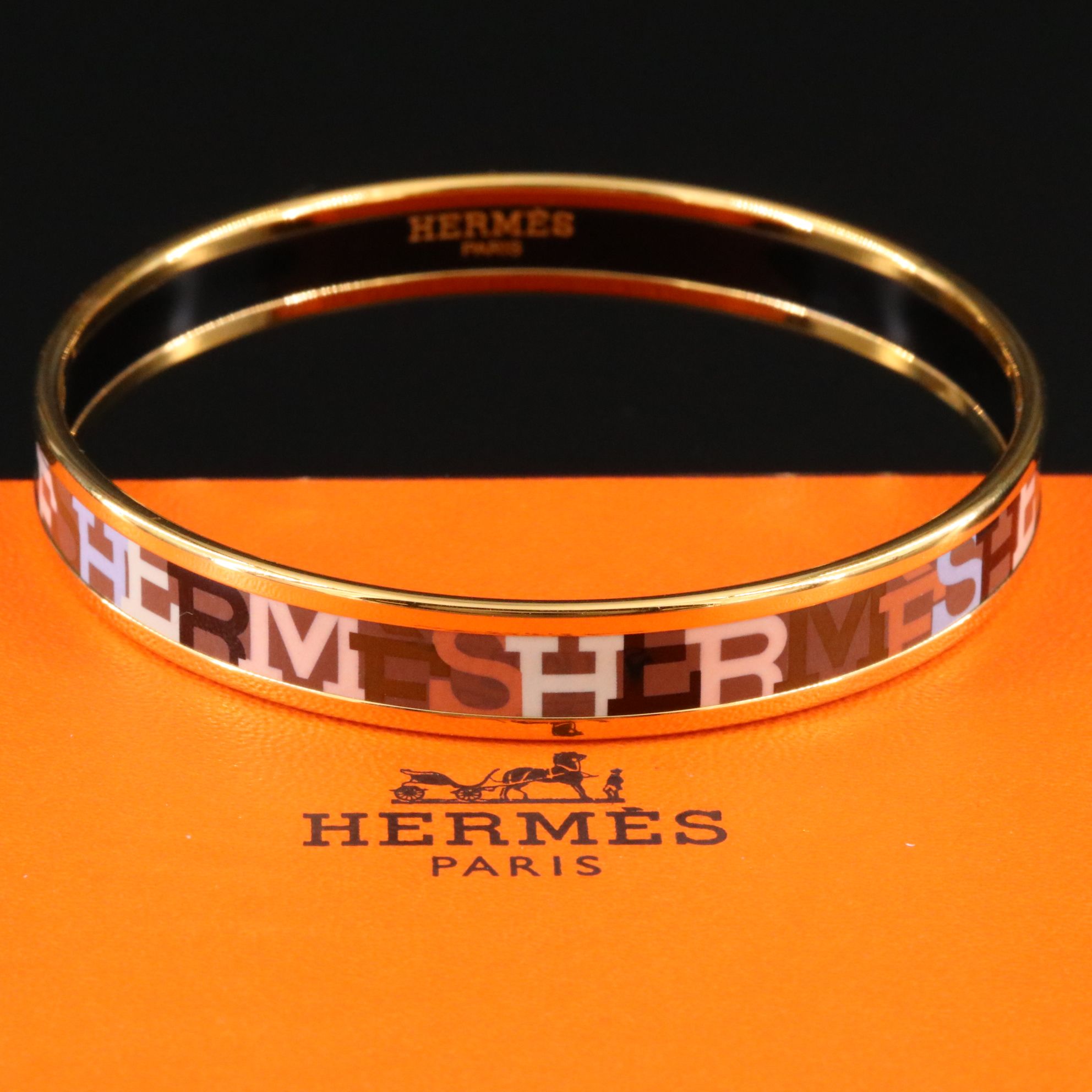 Hermès Capitale Narrow Enamel Bangle Bracelet