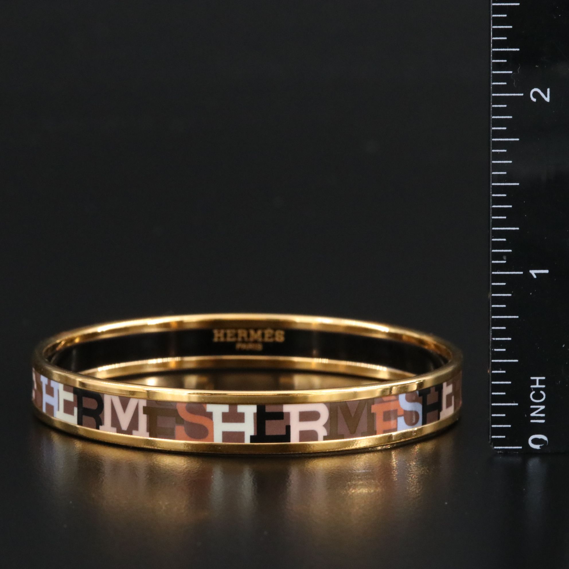Hermès Capitale Narrow Enamel Bangle Bracelet